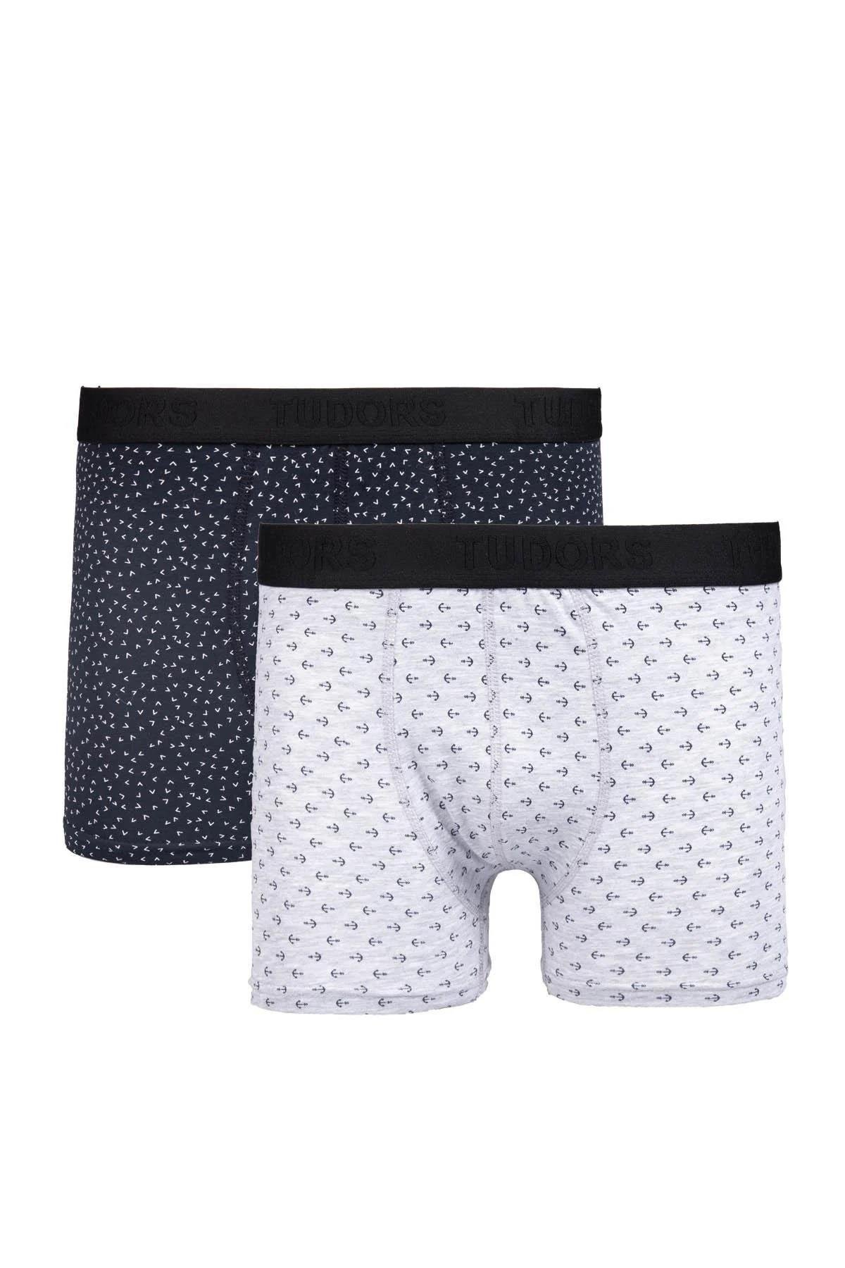 TUDORS Erkek 10'Lu Desenli Elastanlı Pamuklu Esnek Kumaş Premium Seri Boxer görsel 5