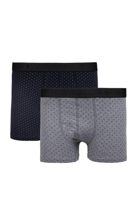 TUDORS Erkek 10'Lu Desenli Elastanlı Pamuklu Esnek Kumaş Premium Seri Boxer görsel 6