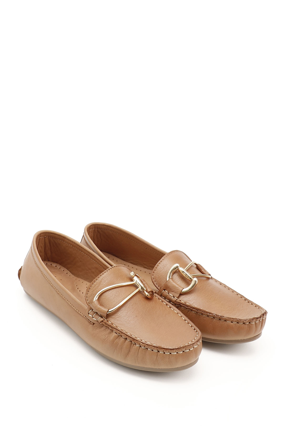 GÖNDERİ(R) Kadın TABA Tokalı Rok Hakiki Deri Comfort Loafer