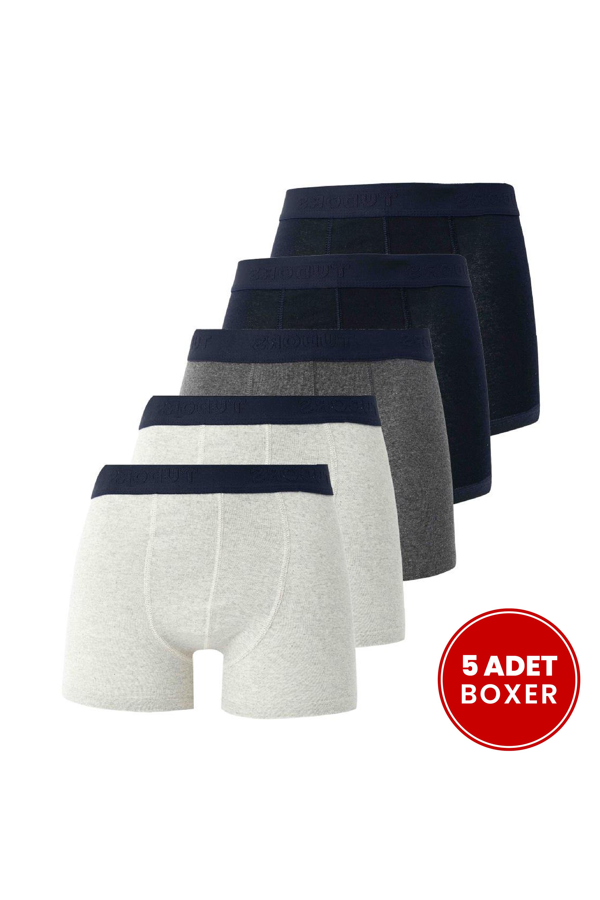 TUDORS Erkek 5'Li Pamuklu Elastanlı Esnek Kumaş Boxer