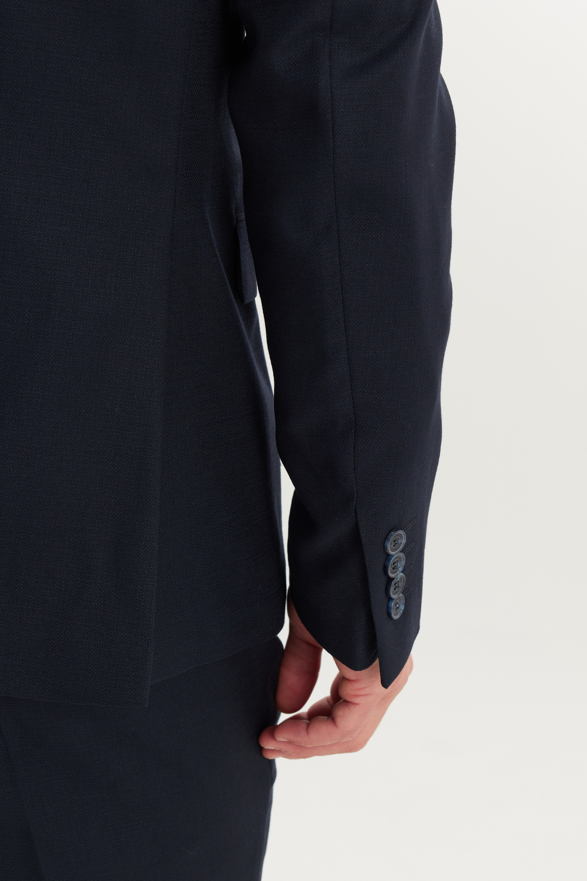Altınyıldız Classics Erkek Lacivert Slim Fit Dar Kesim Mono Yaka Armürlü Esnek Takım Elbise görsel 7