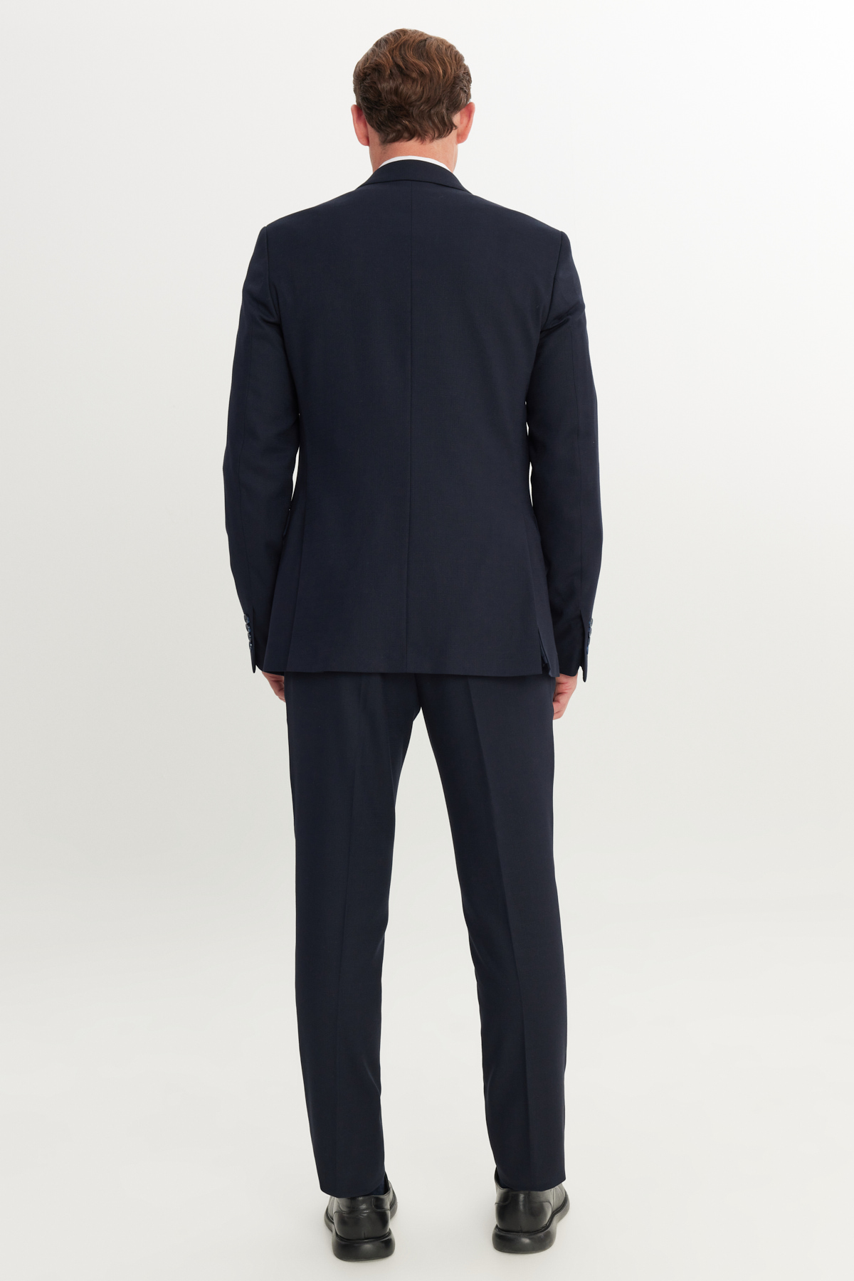 Altınyıldız Classics Erkek Lacivert Slim Fit Dar Kesim Mono Yaka Armürlü Esnek Takım Elbise görsel 8