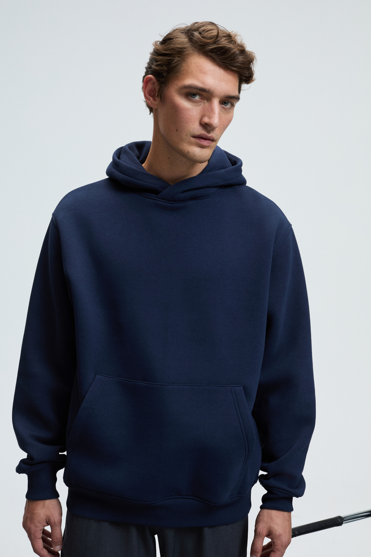 GRIMELANGE Erkek Yumuşak Kumaşlı 3 İplik Oversize Kapüşonlu Kanguru Cepli LACİVERT Sweatshirt