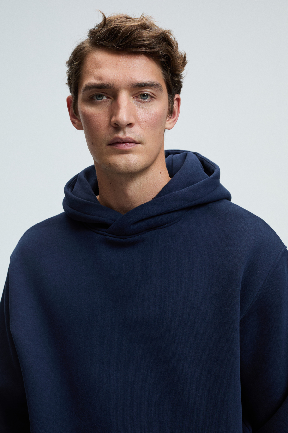 GRIMELANGE Erkek Yumuşak Kumaşlı 3 İplik Oversize Kapüşonlu Kanguru Cepli LACİVERT Sweatshirt görsel 6