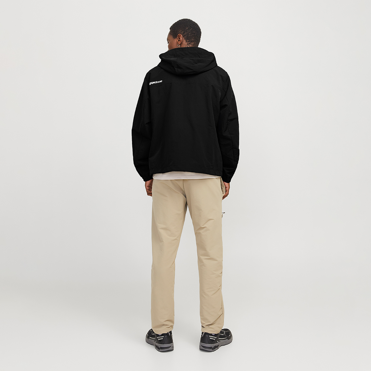 Jack & Jones Union Siyah Kapüşonlu Erkek Fermuarlı Sweatshirt Hırka görsel 3