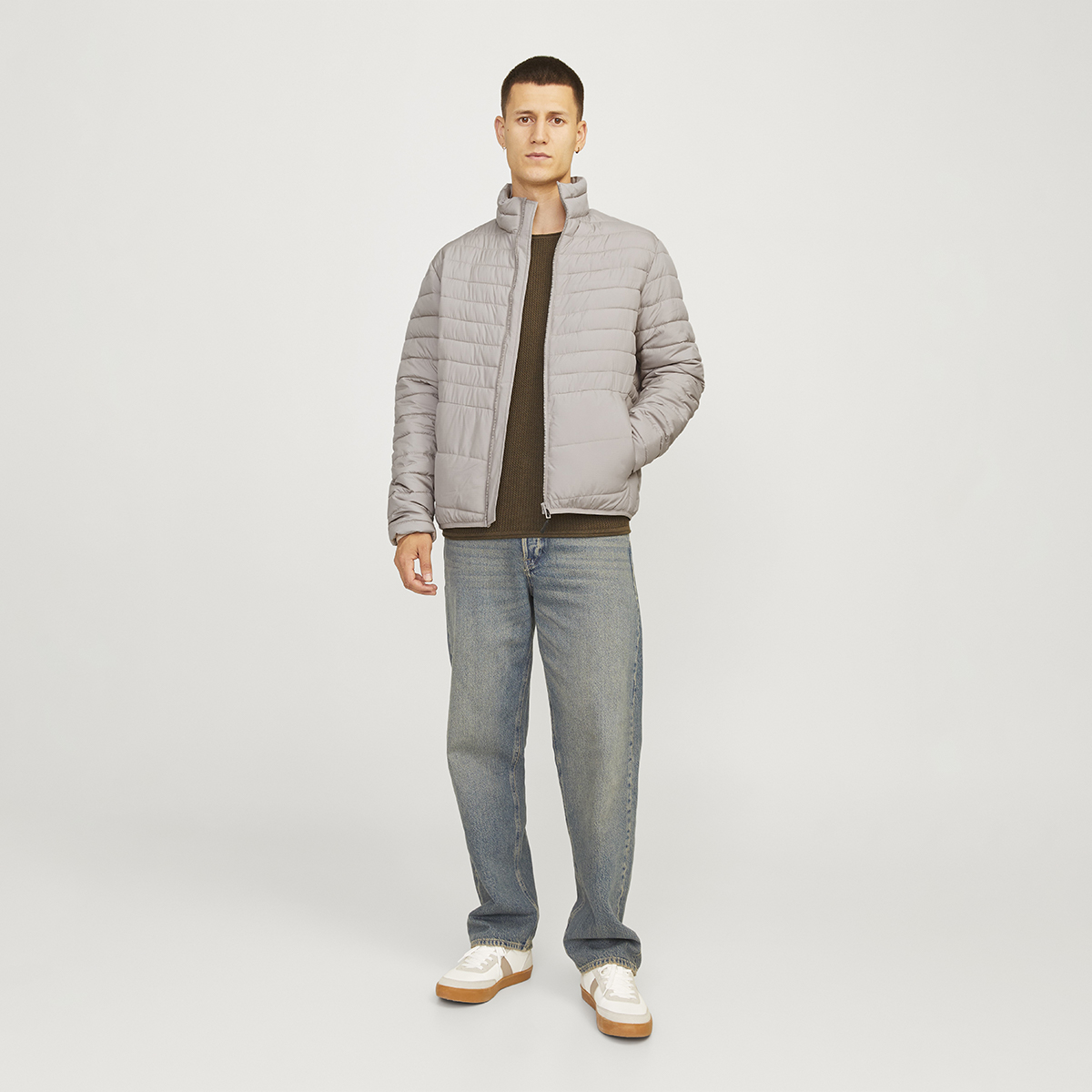 Jack & Jones State Parçaable Puffer Colar Erkek Bej Dik Yaka Şişme Mont görsel 2