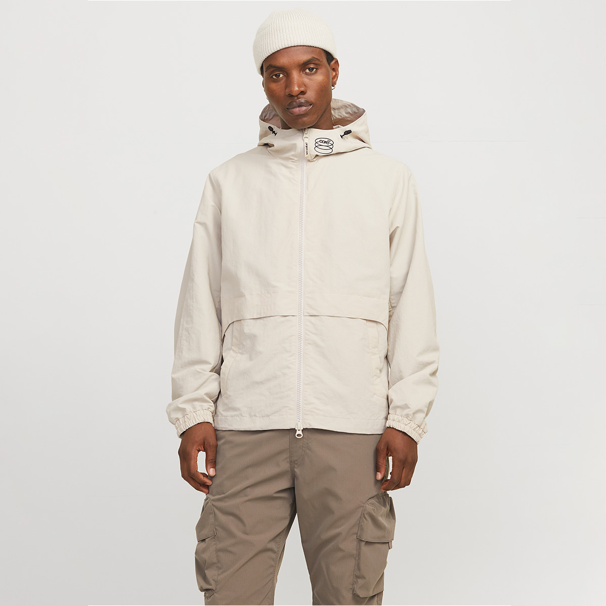 Jack & Jones Union Bej Kapüşonlu Erkek Fermuarlı Sweatshirt Hırka