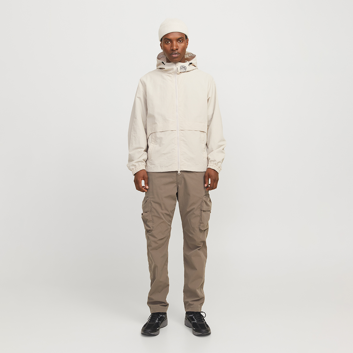 Jack & Jones Union Bej Kapüşonlu Erkek Fermuarlı Sweatshirt Hırka görsel 2