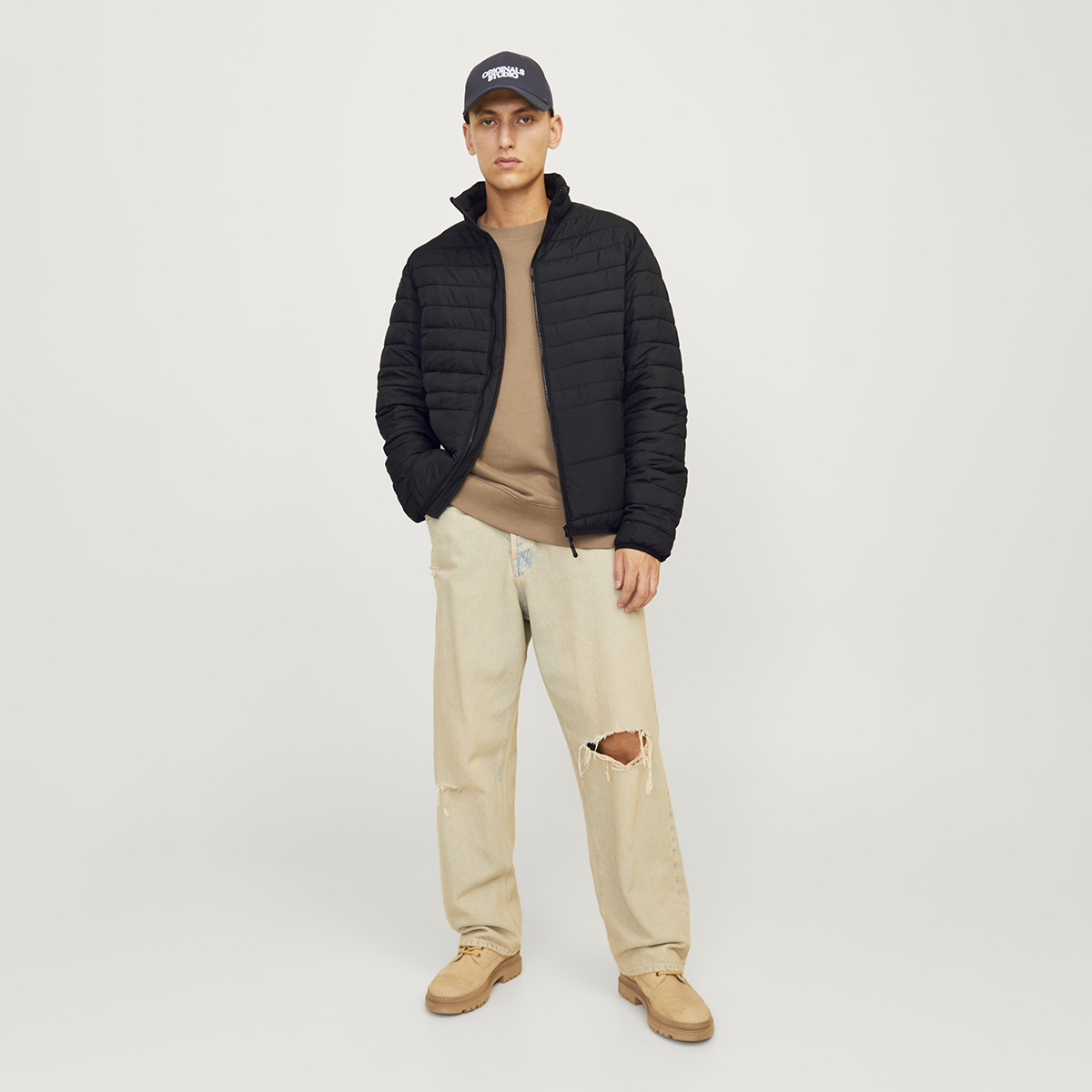 Jack & Jones State Parçaable Puffer Colar Erkek Siyah Dik Yaka Şişme Mont görsel 2