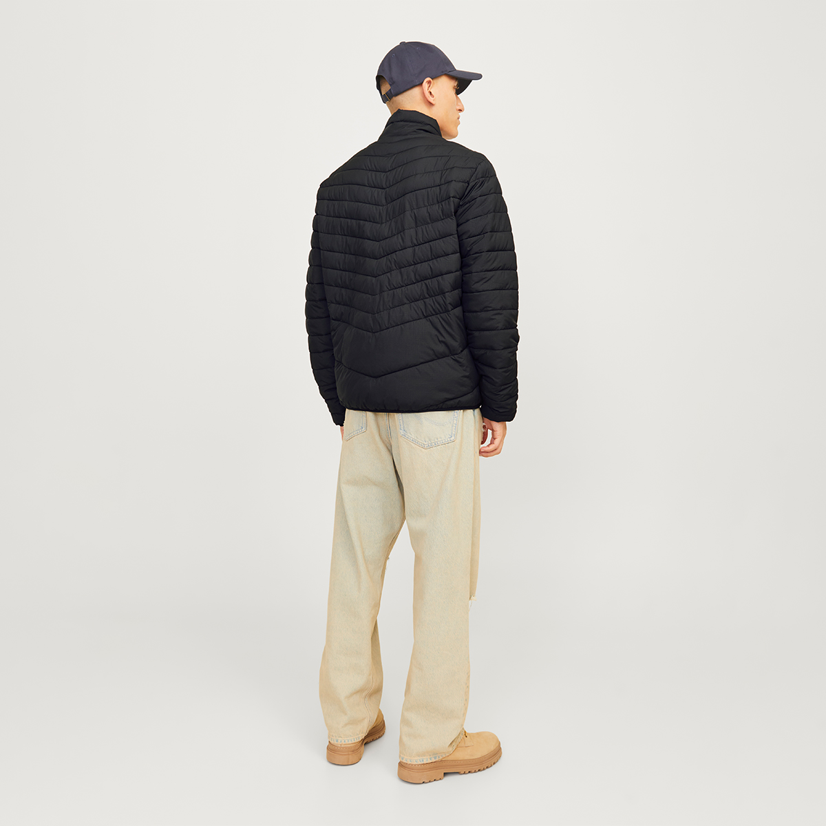 Jack & Jones State Parçaable Puffer Colar Erkek Siyah Dik Yaka Şişme Mont görsel 3