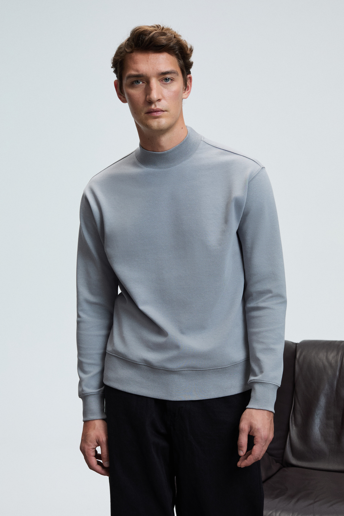 GRIMELANGE Erkek Yarım Balıkçı Basic GRİ Sweatshirt