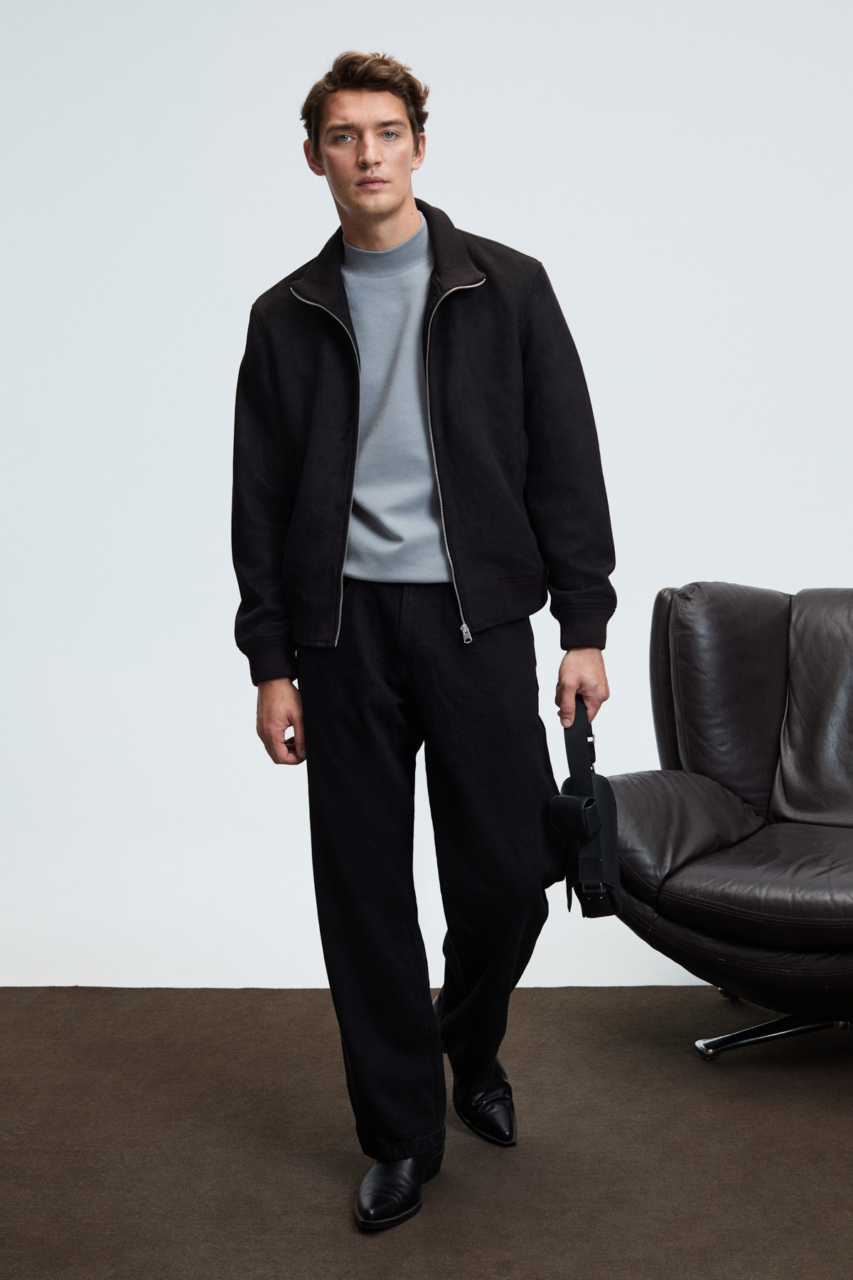 GRIMELANGE Erkek Yarım Balıkçı Basic GRİ Sweatshirt görsel 2