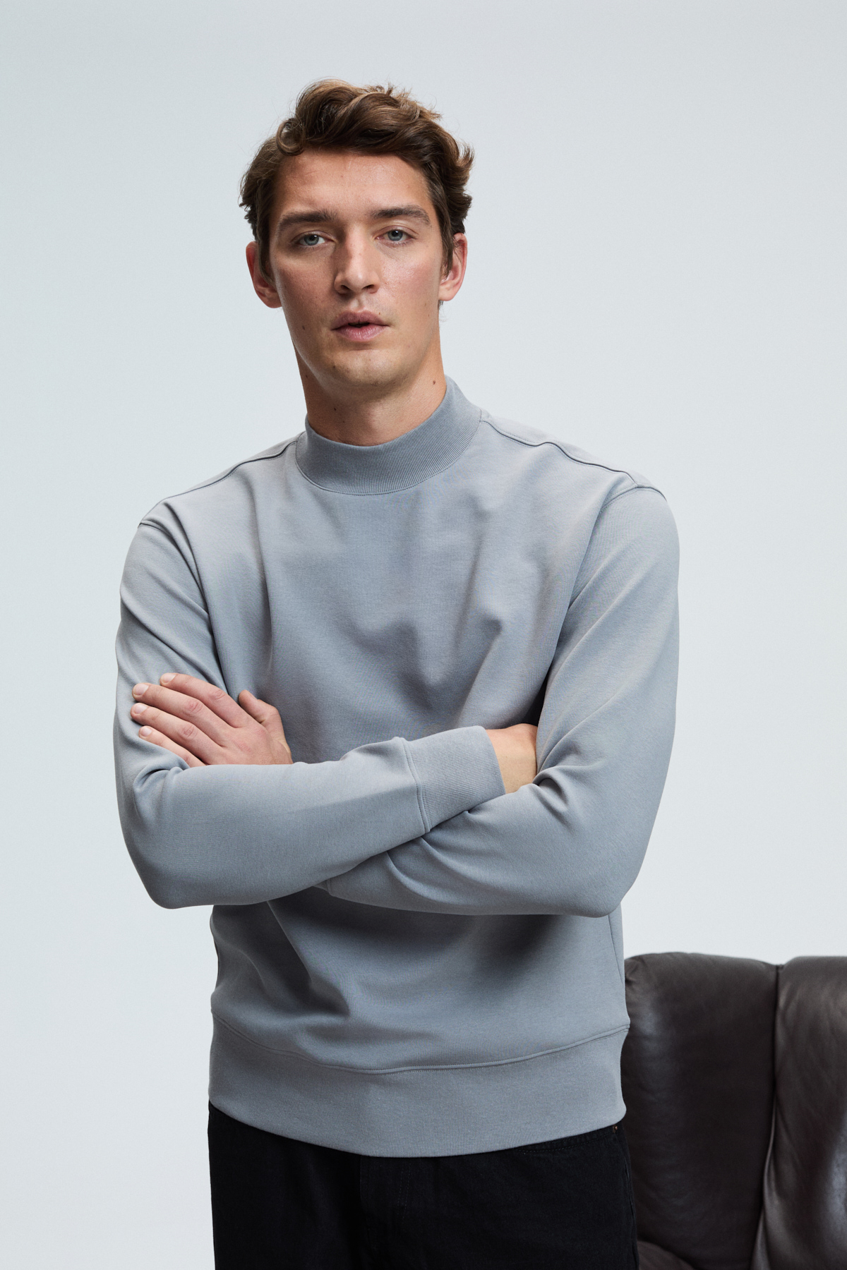 GRIMELANGE Erkek Yarım Balıkçı Basic GRİ Sweatshirt görsel 3