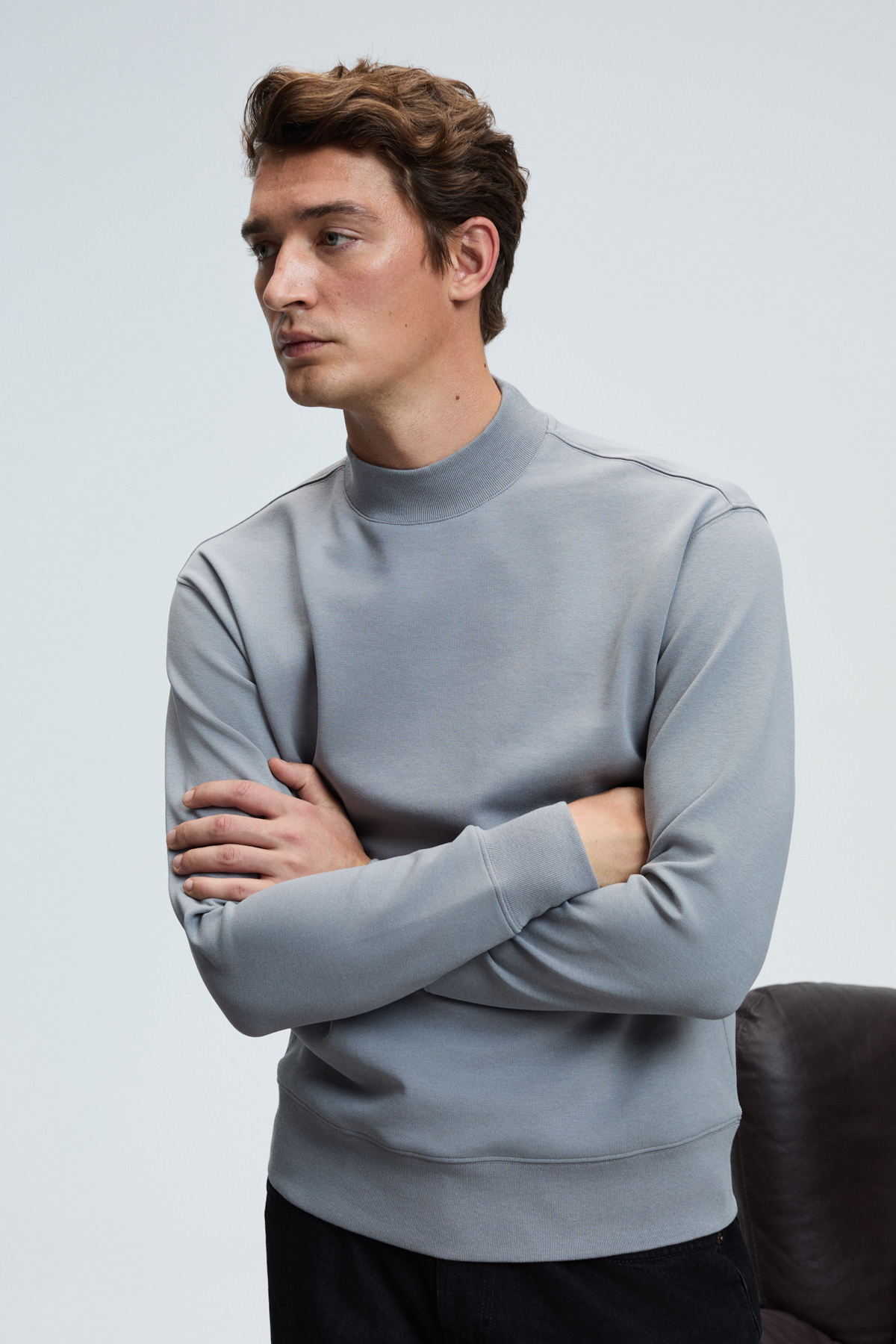 GRIMELANGE Erkek Yarım Balıkçı Basic GRİ Sweatshirt görsel 5