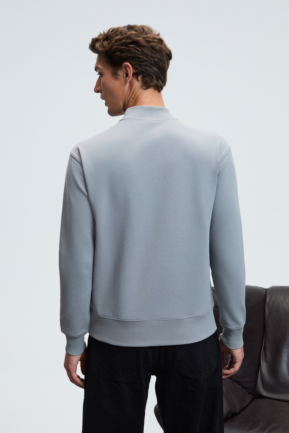 GRIMELANGE Erkek Yarım Balıkçı Basic GRİ Sweatshirt görsel 7