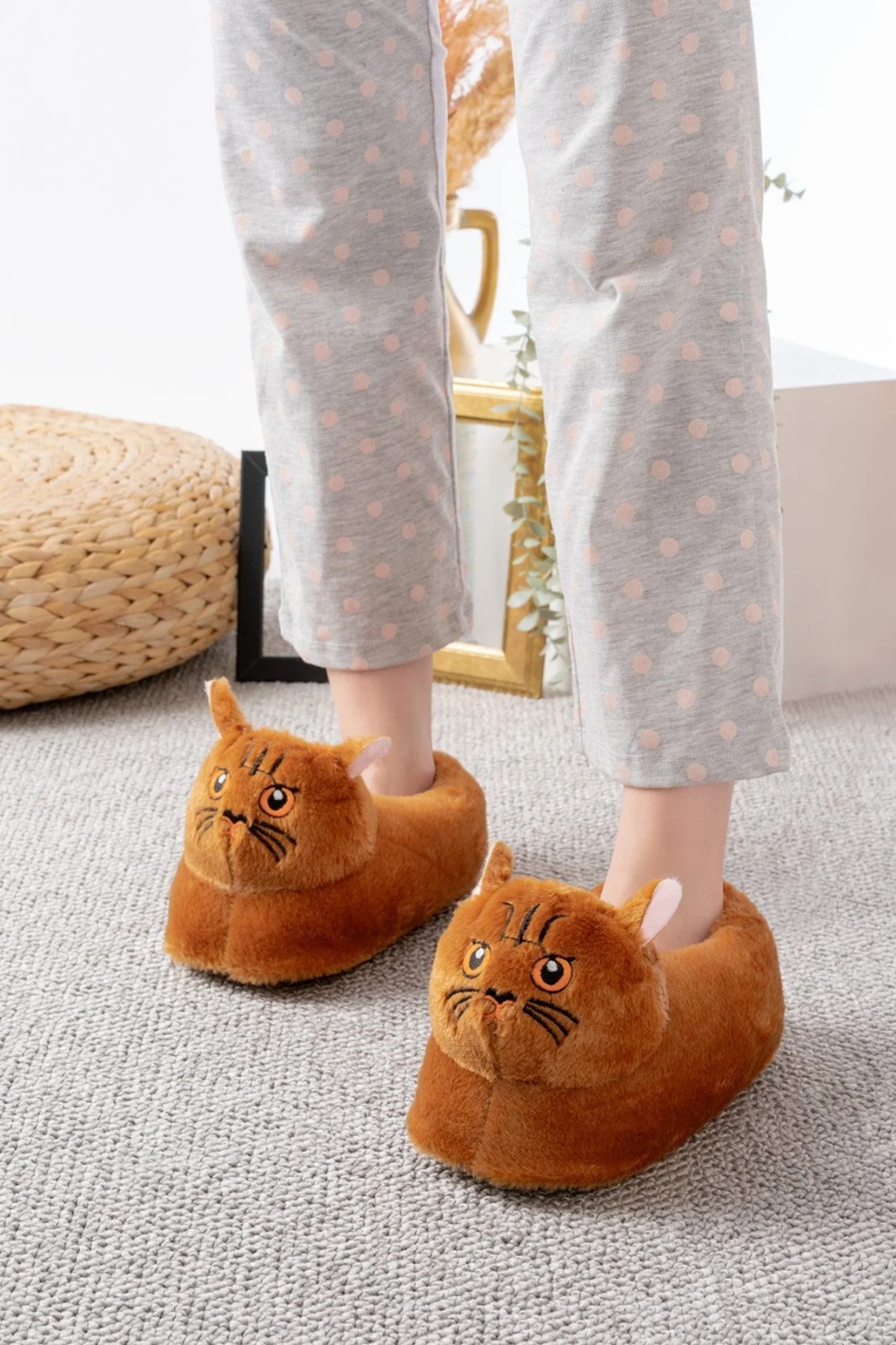 Slipcat Kedi Figürlü Pelüş Panduf Ev Pandufu Unisex görsel 2