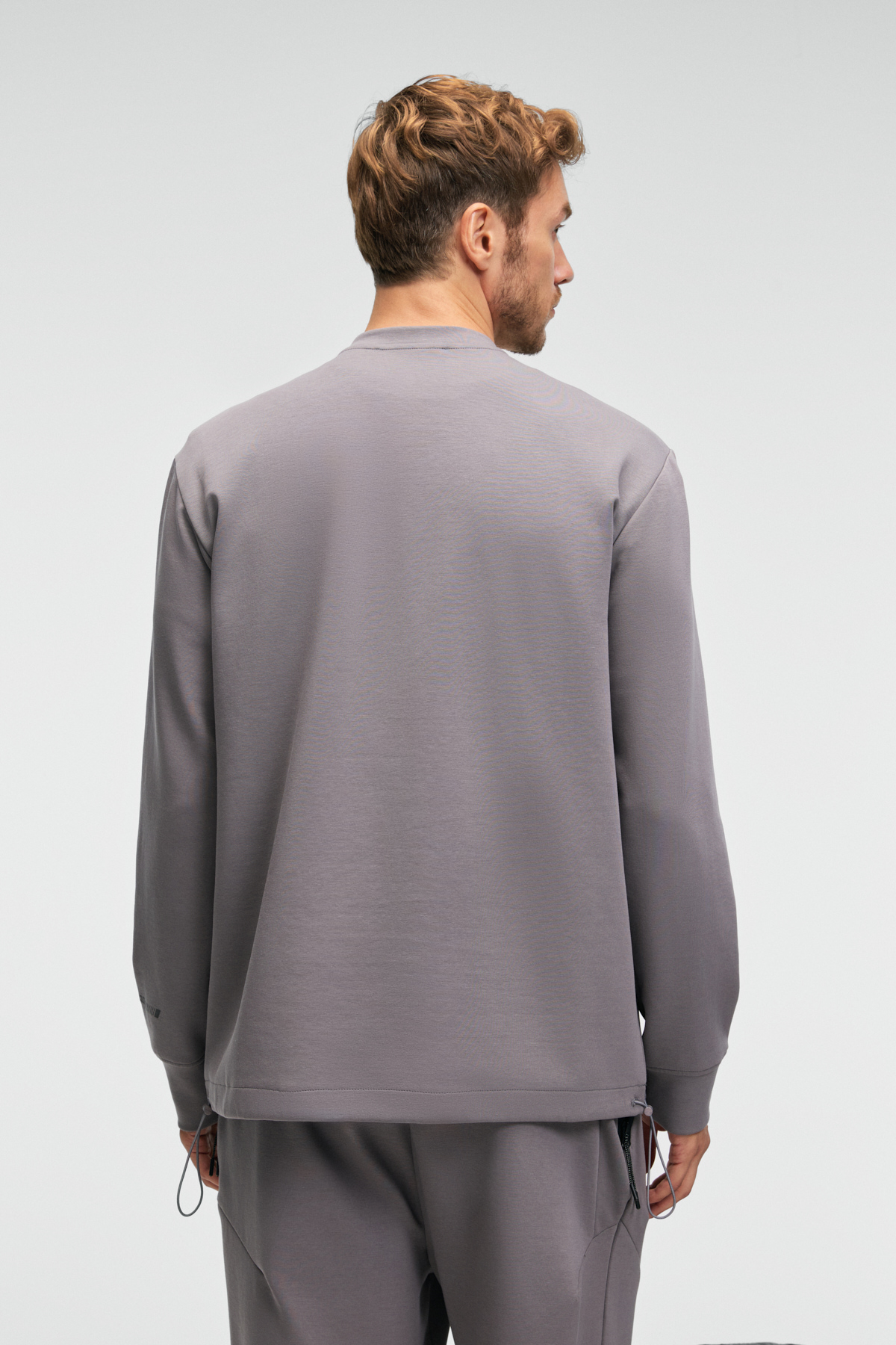 GRIMELANGE Erkek Kolu Baskılı Eteği Lastik ve Stoperli Bisiklet Yaka KOYU GRİ Sweatshirt görsel 6
