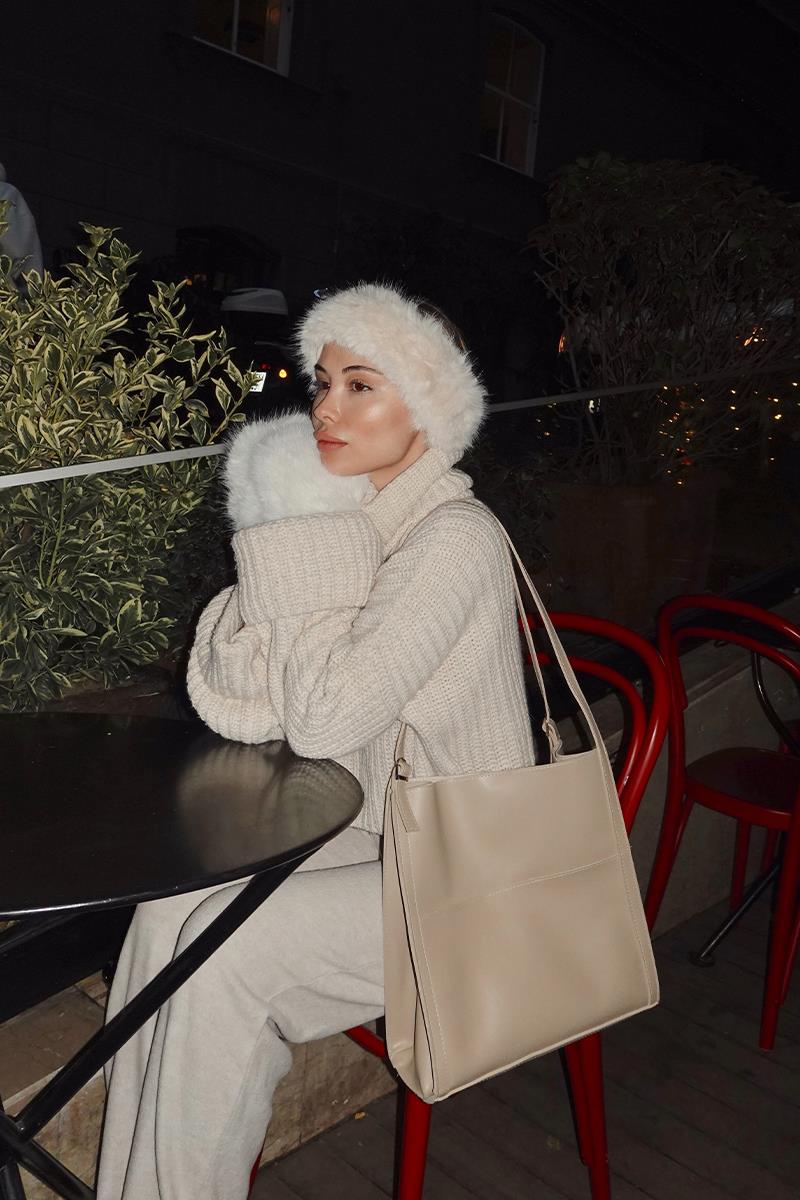 Shulebags Mugs Salaş Omuz Çantası Bej görsel 7