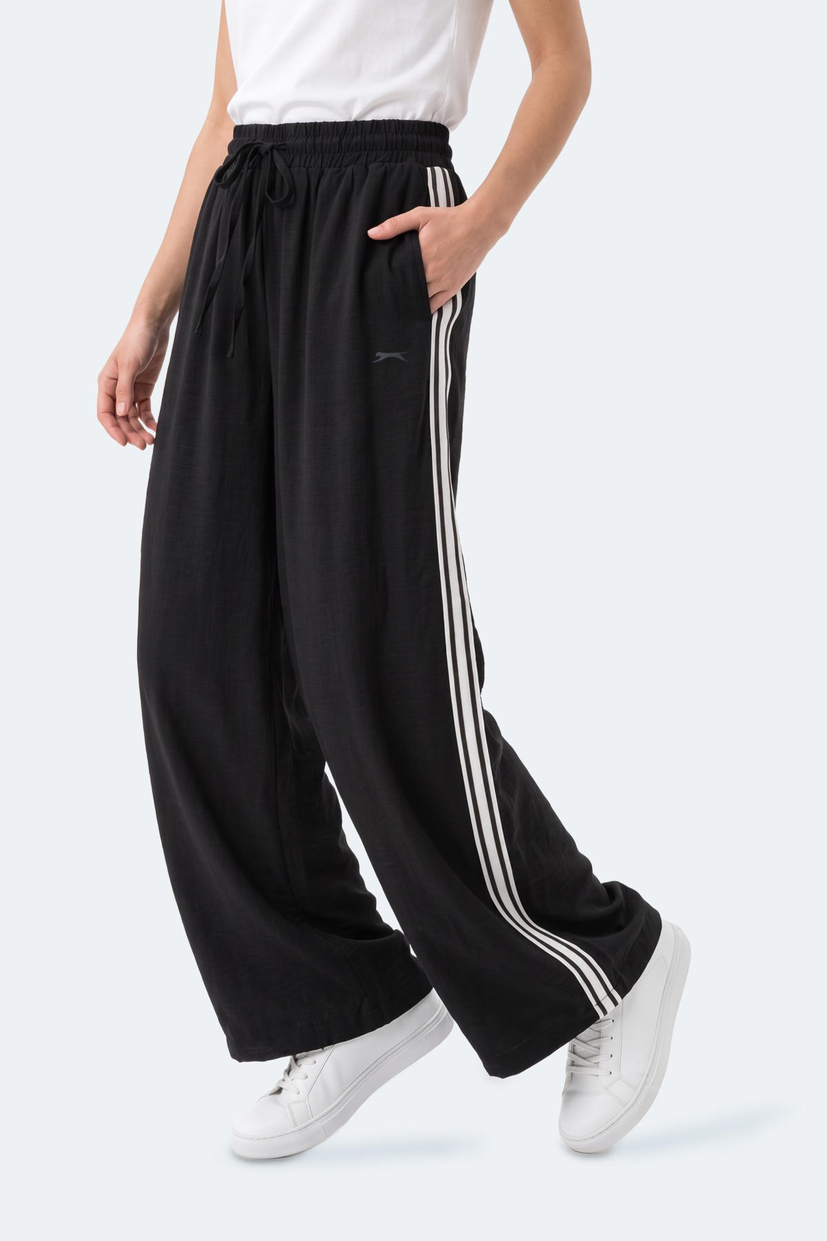 SLAZENGER STARLIGHT IN Kadın Bol Paça Siyah Eşofman Altı görsel 7