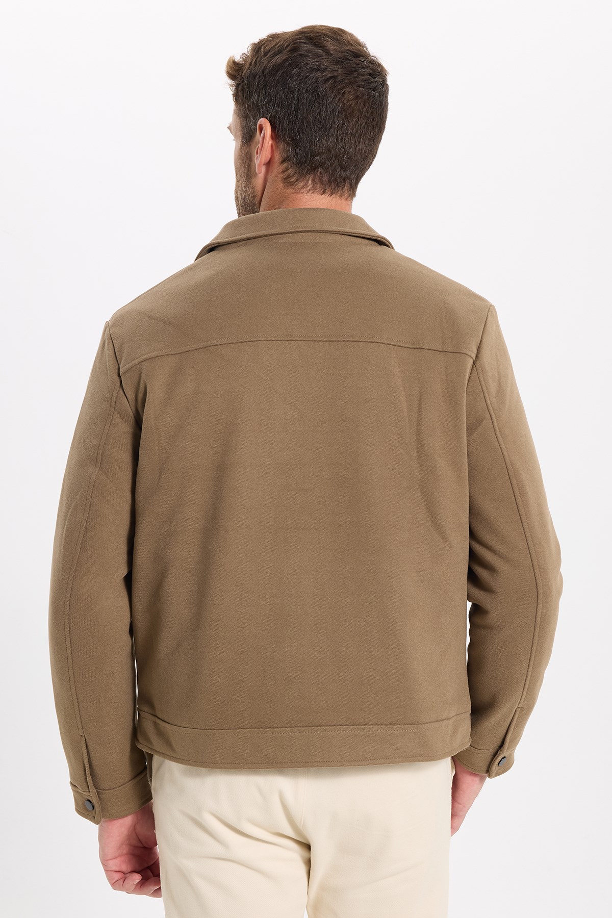 TUDORS Erkek Slim Fit Dar Kesim Çift Cepli Çıtçıt Kapamalı Kahverengi Mont görsel 8