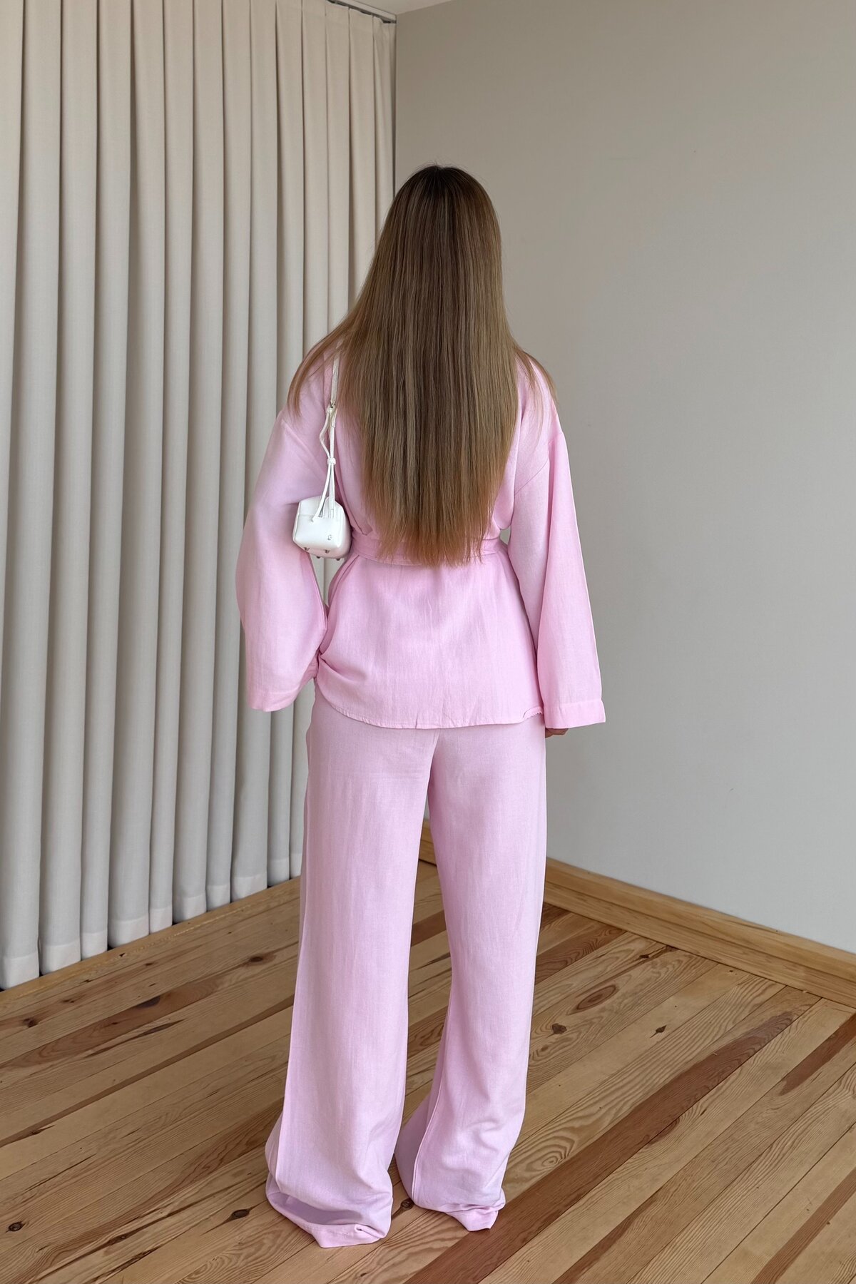 Laluvia Pembe Pamuklu Kimono Takım görsel 5