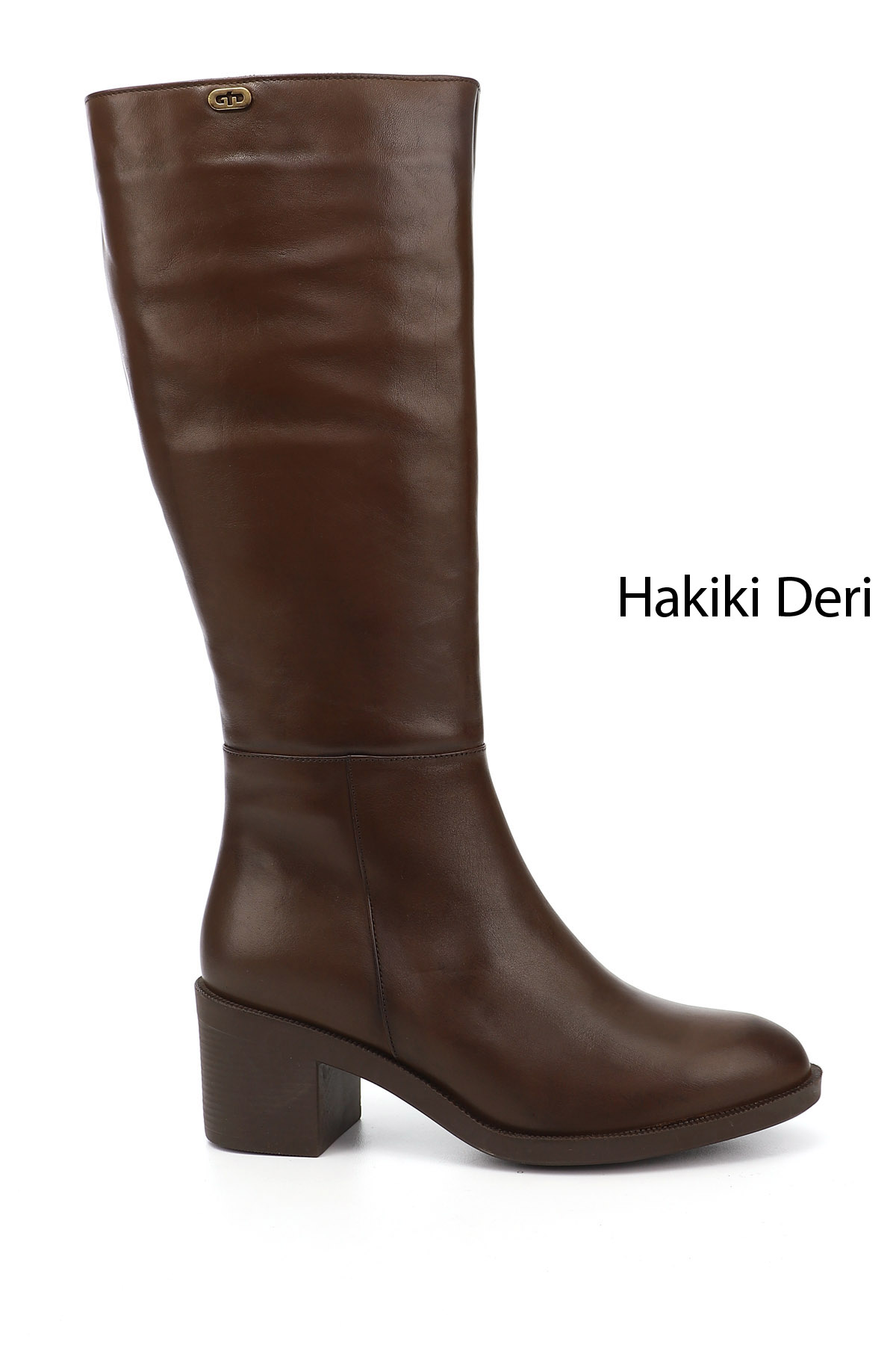 GÖNDERİ(R) Kadın ÇİKOLATA KAHVE Fermuarlı Kalın Topuklu Hakiki Deri Çizme