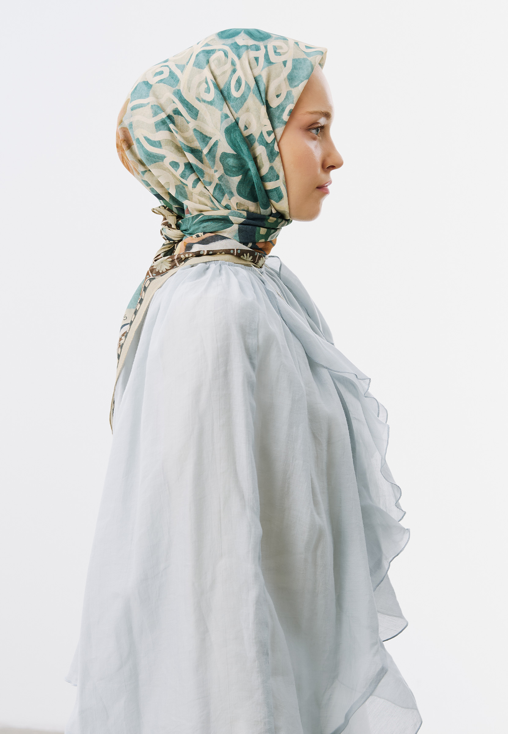 Fresh Scarfs Bloom Geometry Desen Vual Eşarp Okyanus görsel 2