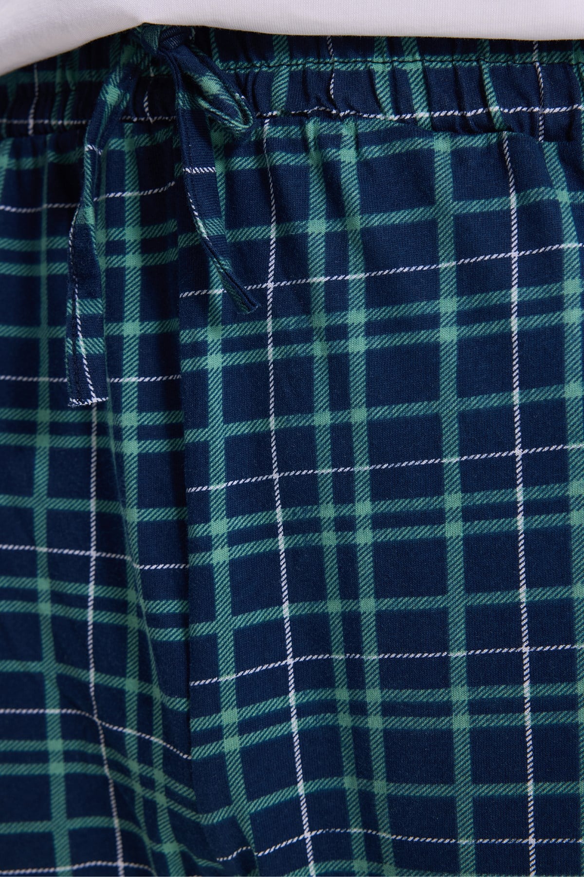 TUDORS Erkek Standart Fit Normal Kesim Pamuklu Kareli Beli Bağcıklı Cepli Lacivert Pijama Altı görsel 4