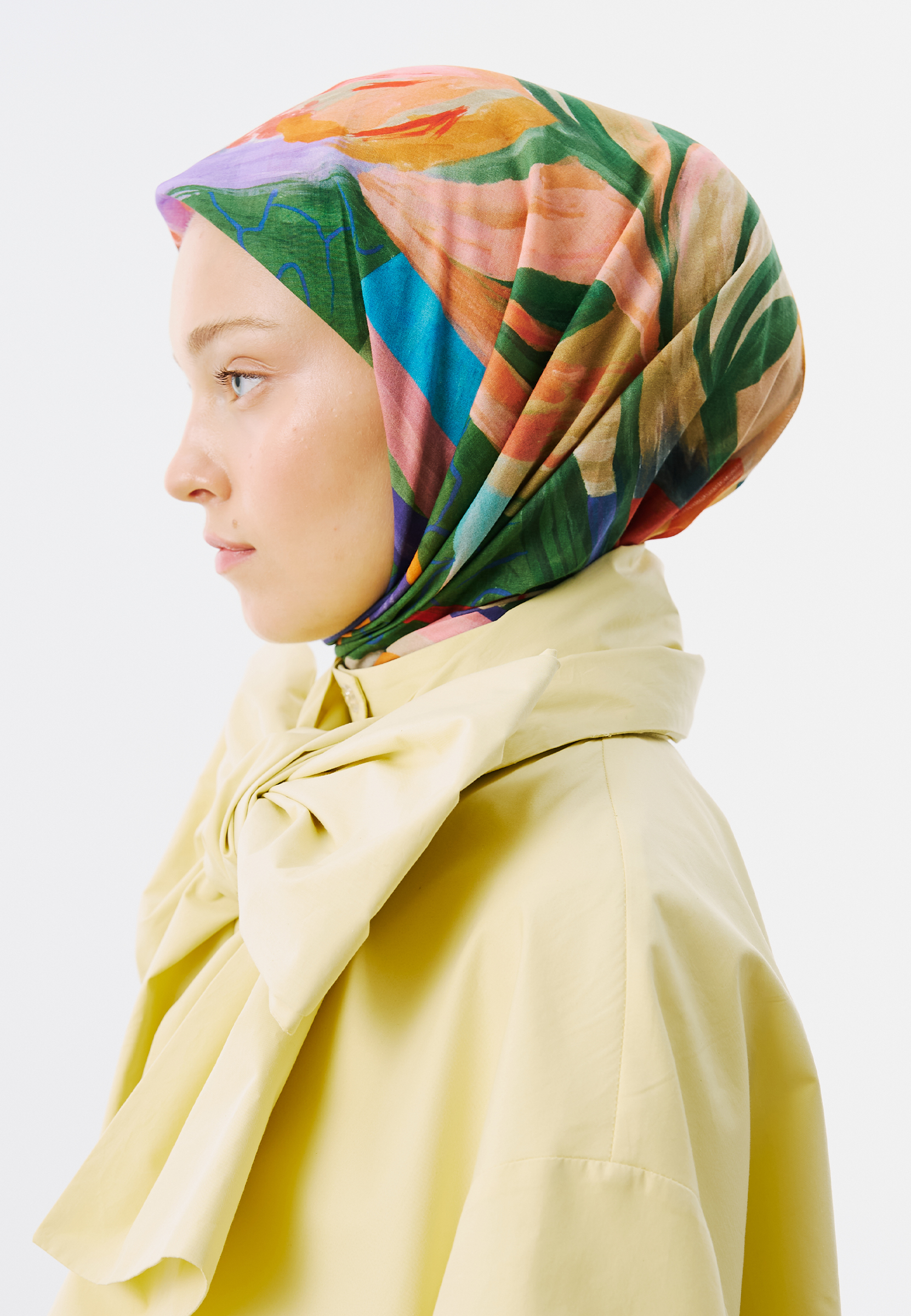 Fresh Scarfs Floral Fiesta Desen Vual Eşarp Yeşil görsel 3