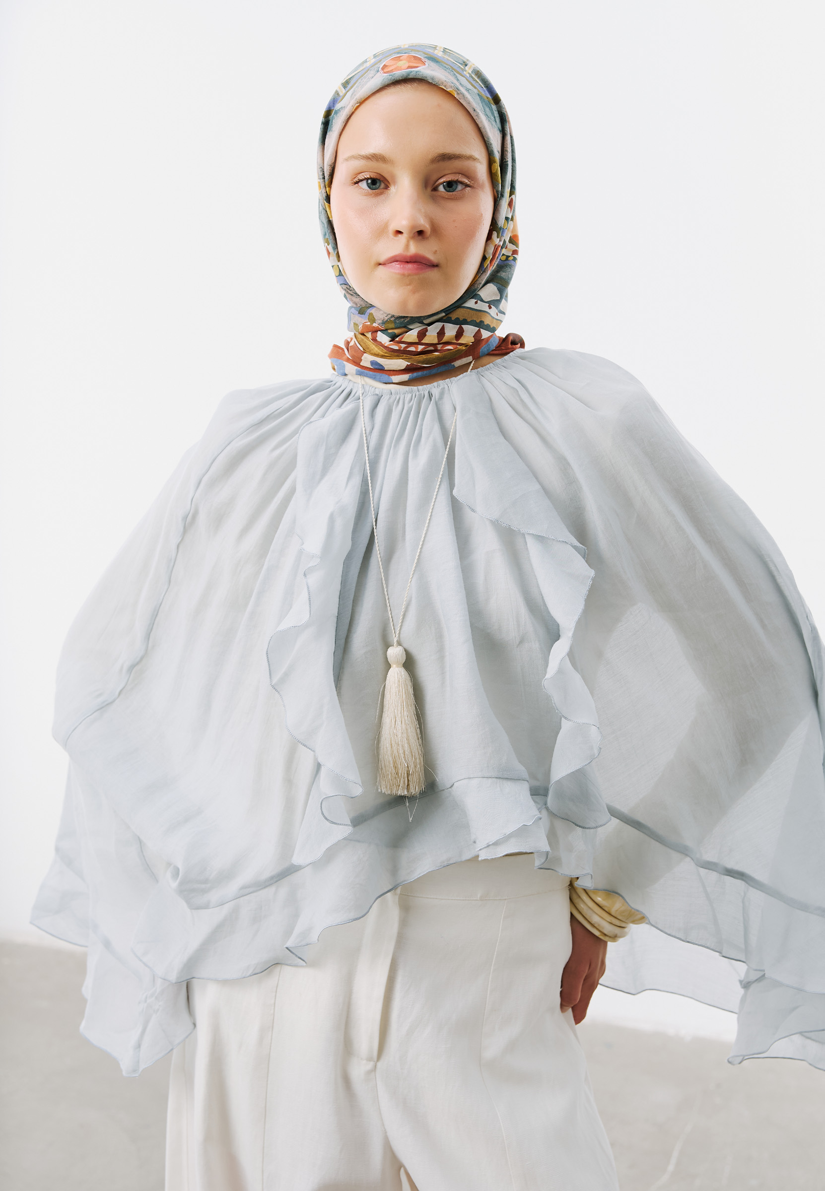 Fresh Scarfs The Stage In Geometry Desen Vual Eşarp Mavi