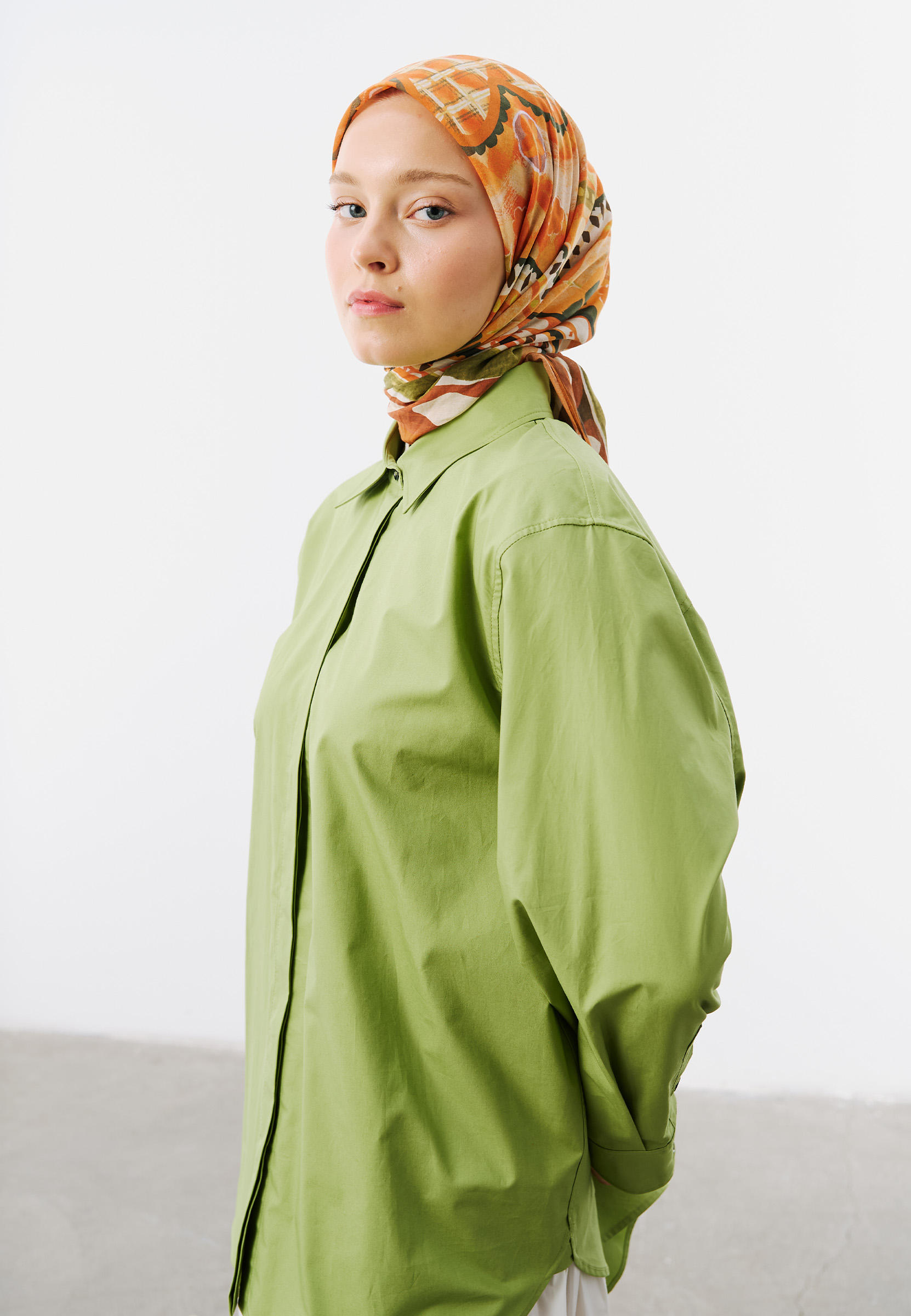 Fresh Scarfs The Stage In Geometry Desen Vual Eşarp Turuncu