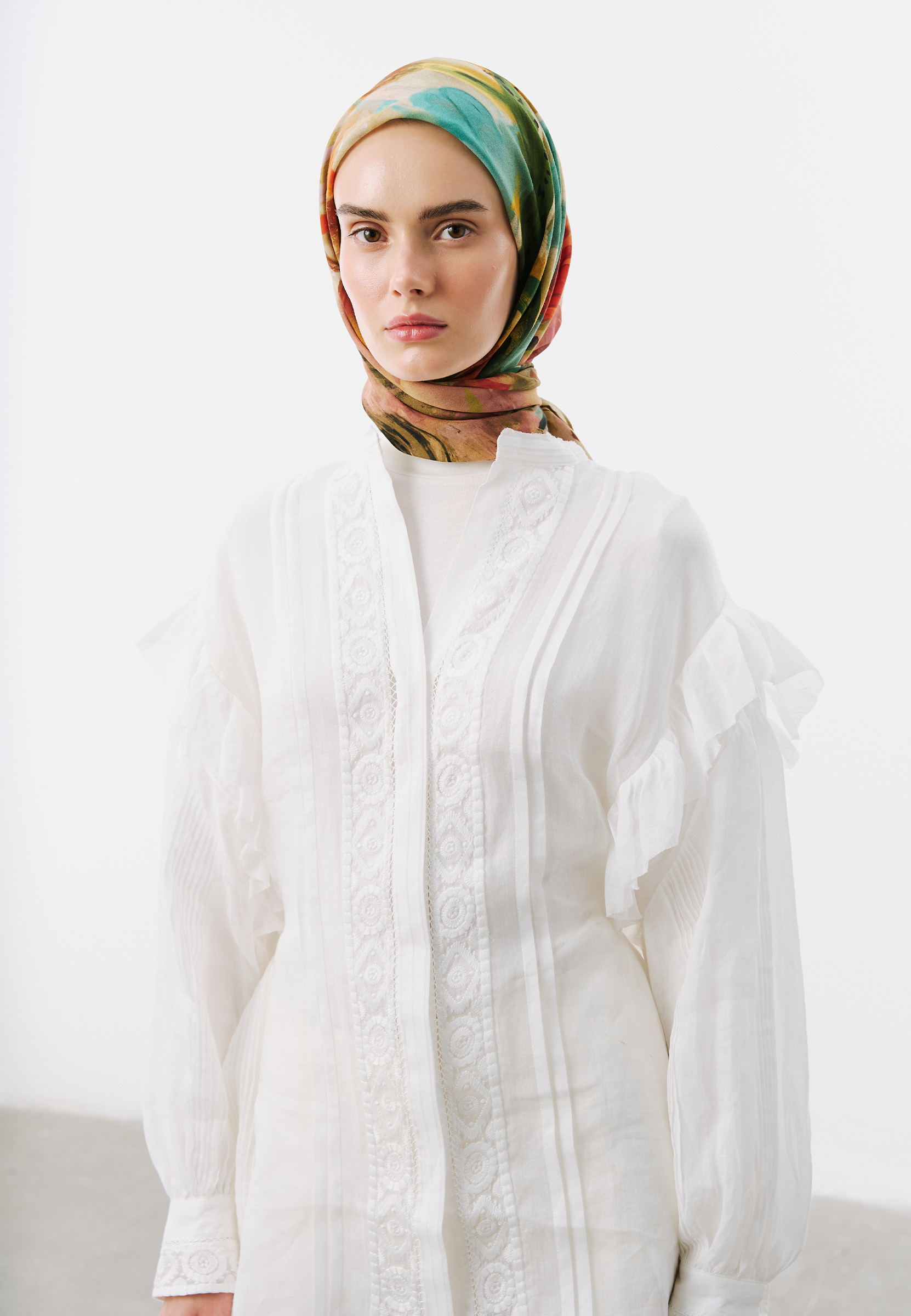 Fresh Scarfs Playful Palette Desen Vual Eşarp Kiremit