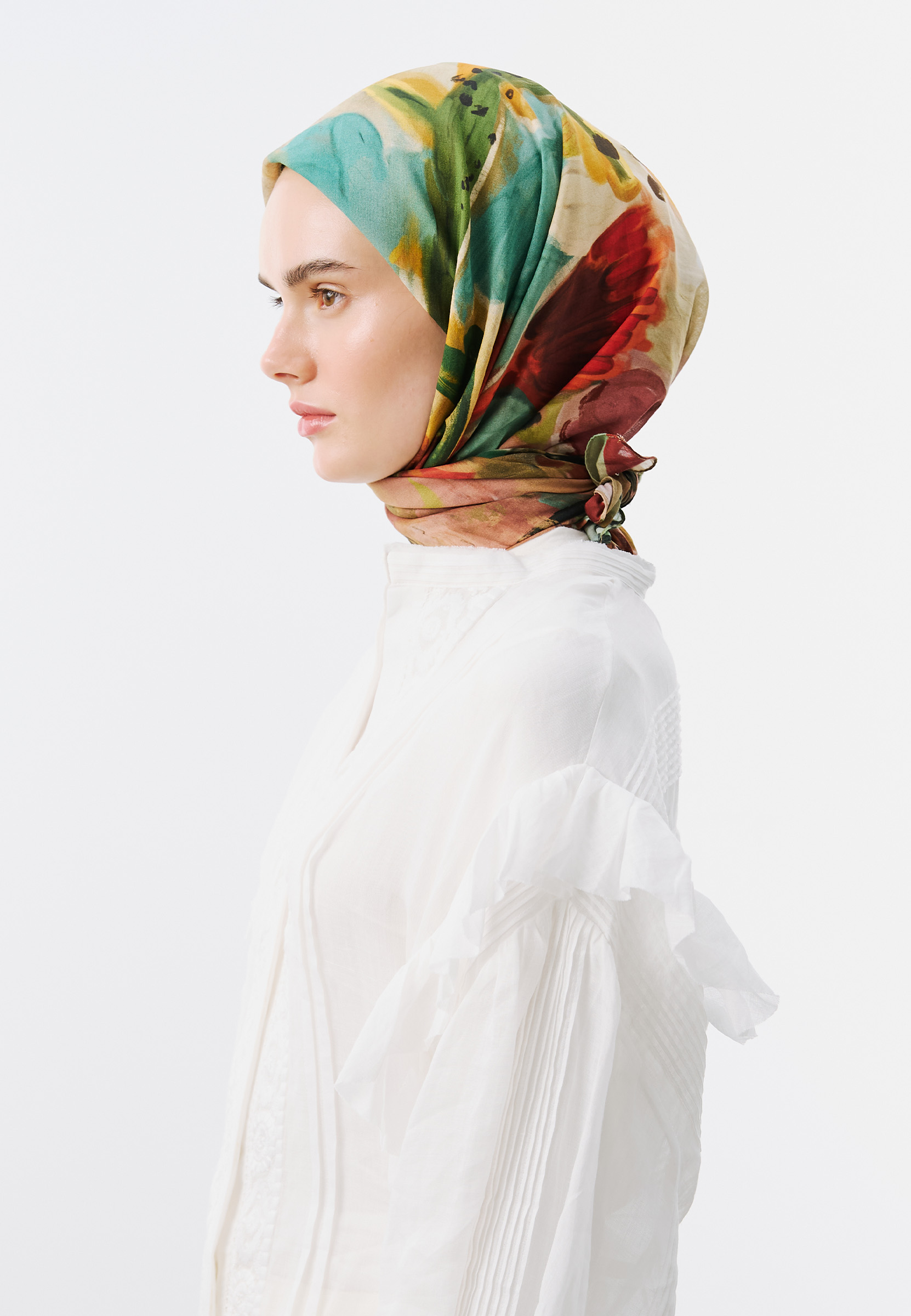 Fresh Scarfs Playful Palette Desen Vual Eşarp Kiremit görsel 2