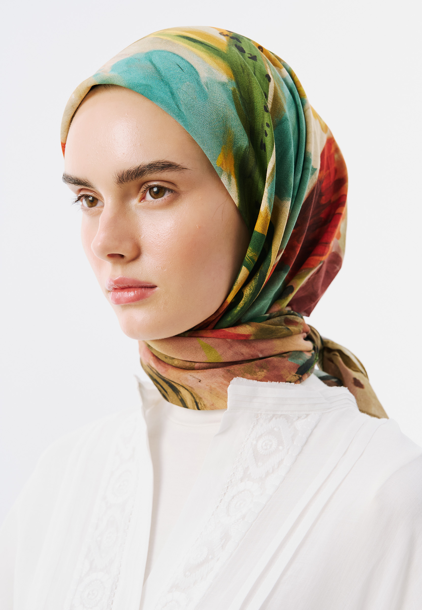 Fresh Scarfs Playful Palette Desen Vual Eşarp Kiremit görsel 3