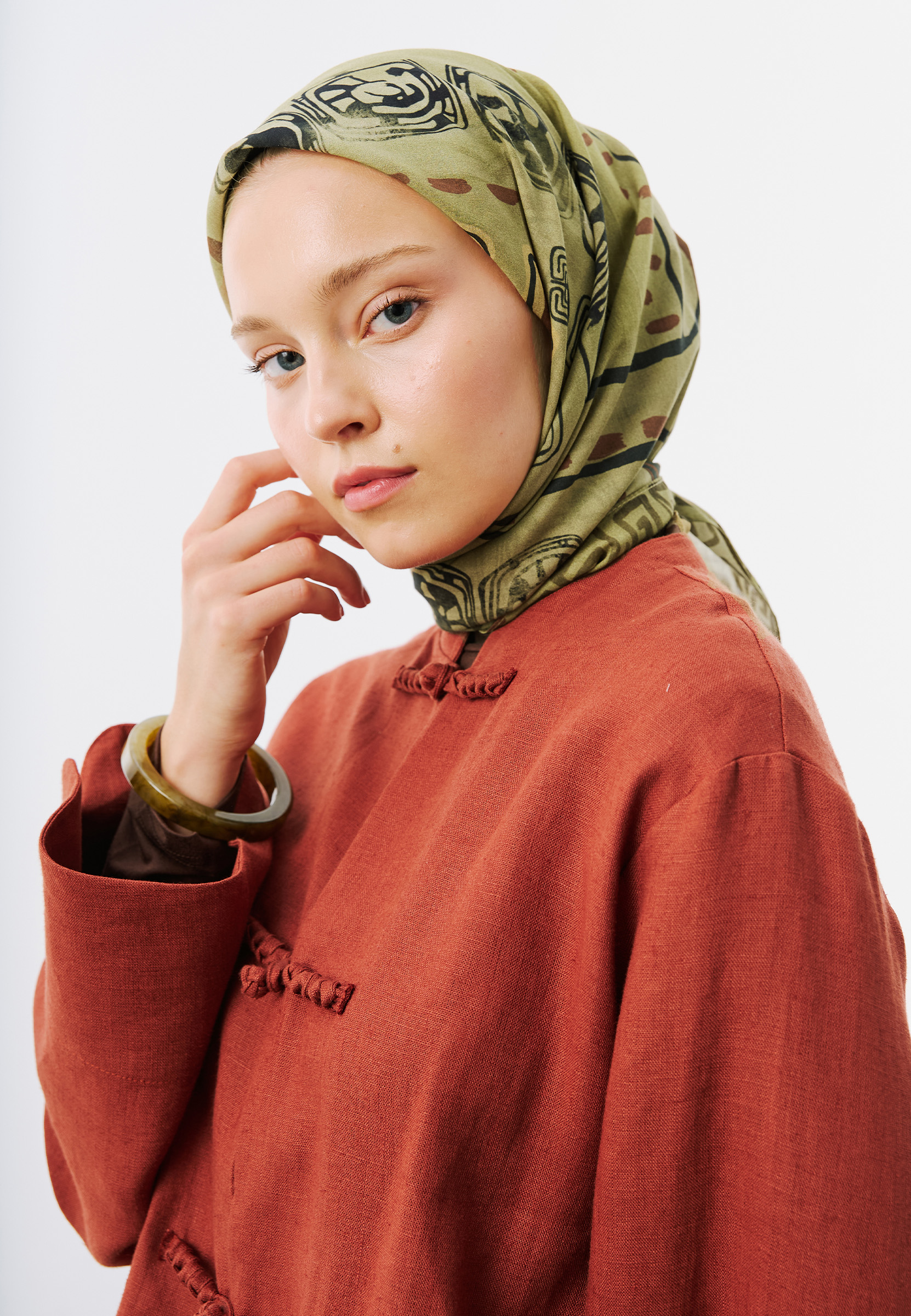 Fresh Scarfs Abstract Harmony Desen Vual Eşarp Yeşil