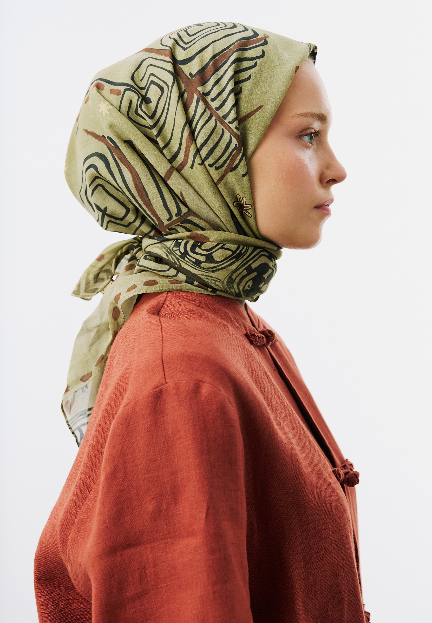 Fresh Scarfs Abstract Harmony Desen Vual Eşarp Yeşil görsel 2