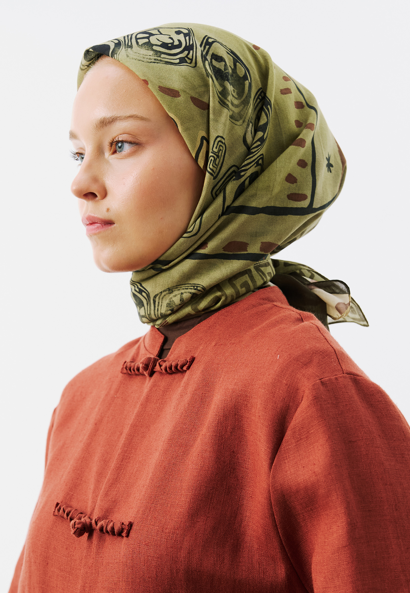 Fresh Scarfs Abstract Harmony Desen Vual Eşarp Yeşil görsel 3