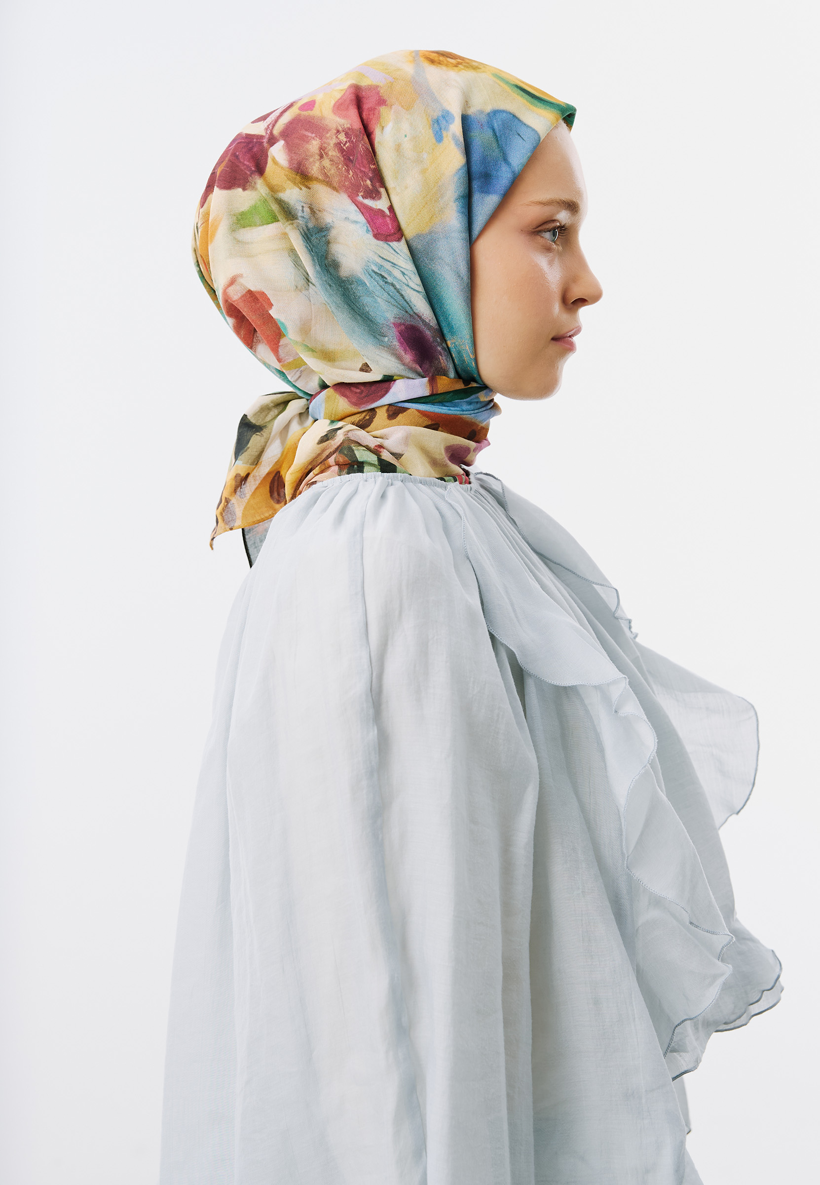 Fresh Scarfs Playful Palette Desen Vual Eşarp Mavi görsel 2