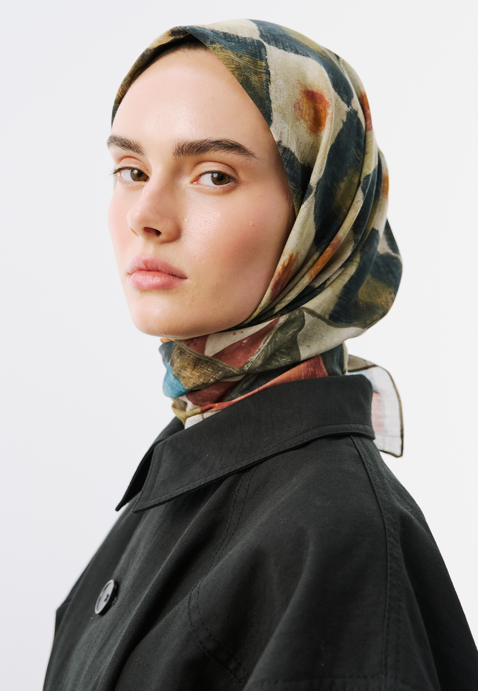 Fresh Scarfs Vintage Board Desen Vual Eşarp Lacivert görsel 3