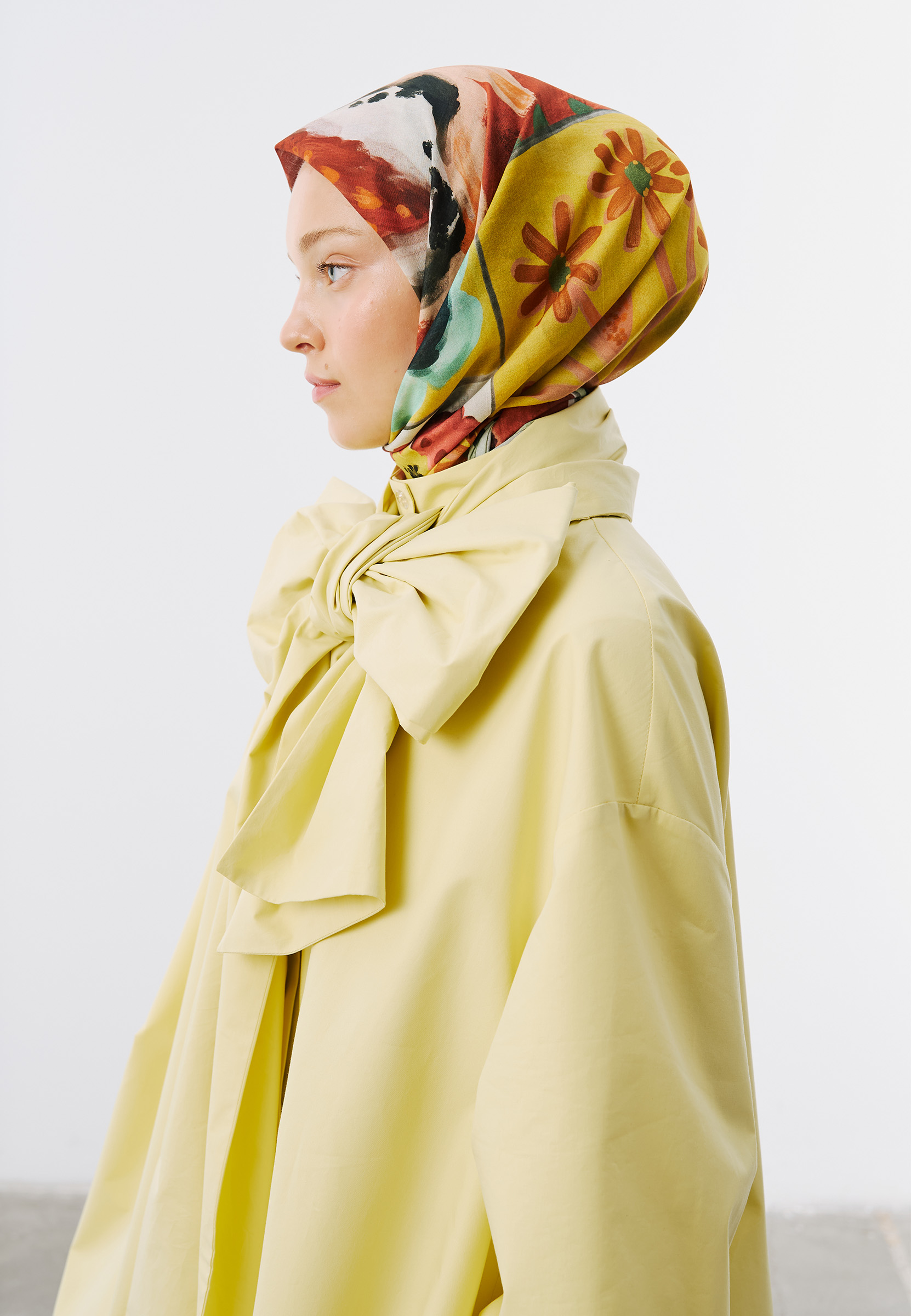 Fresh Scarfs Floral Story Desen Vual Eşarp Kiremit görsel 2