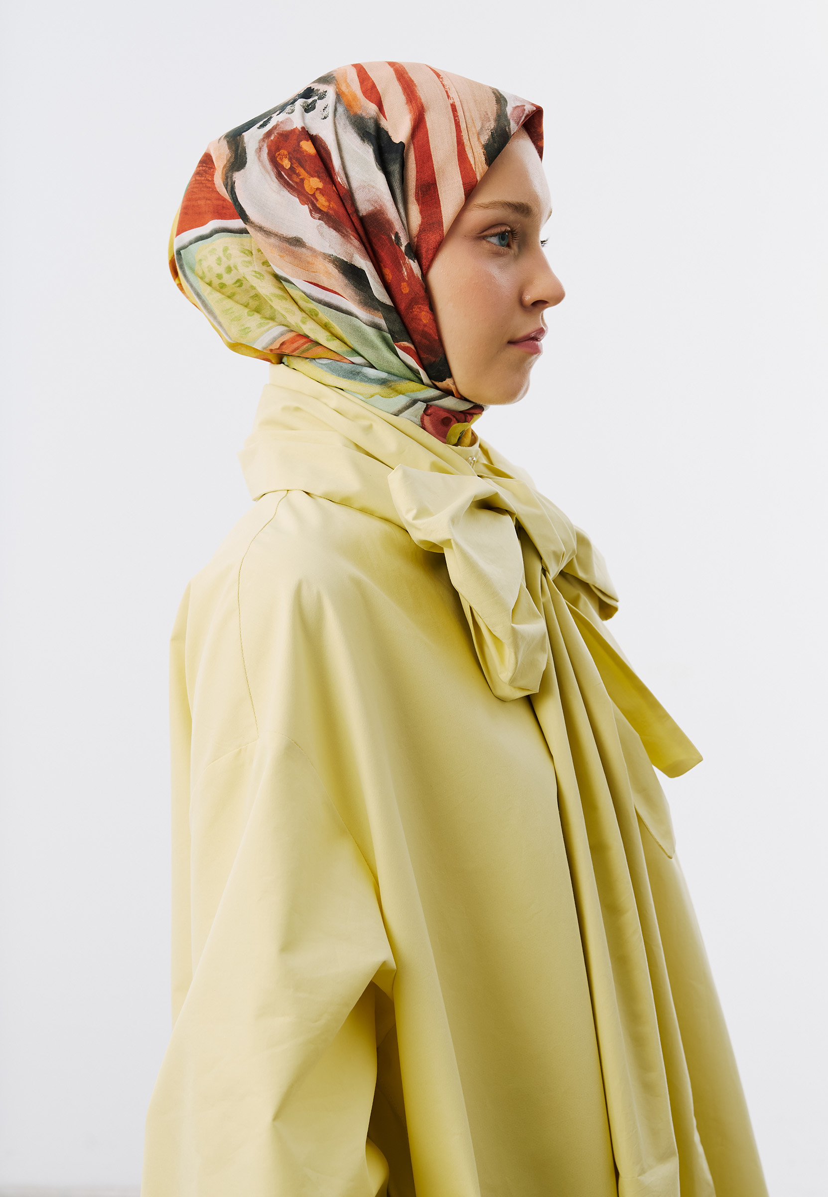 Fresh Scarfs Floral Story Desen Vual Eşarp Kiremit görsel 3