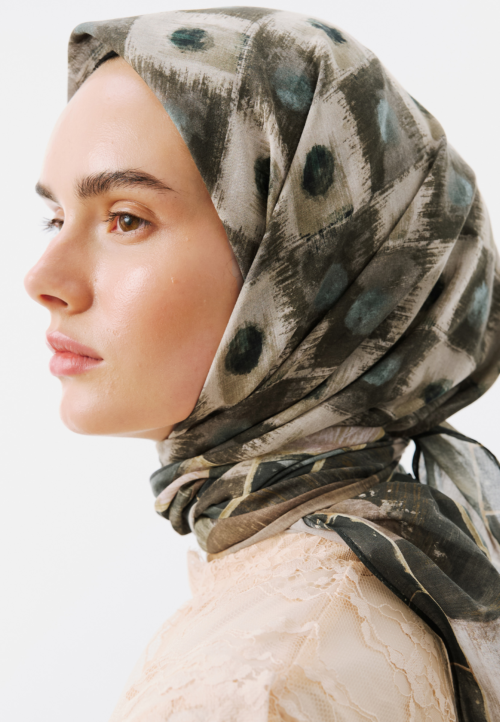 Fresh Scarfs Vintage Board Desen Vual Eşarp Antrasit