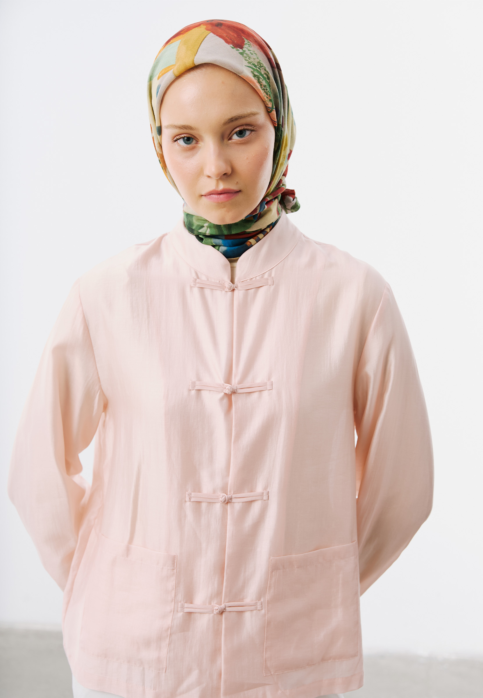 Fresh Scarfs Summer Reverie Desen Vual Eşarp Kırmızı görsel 3