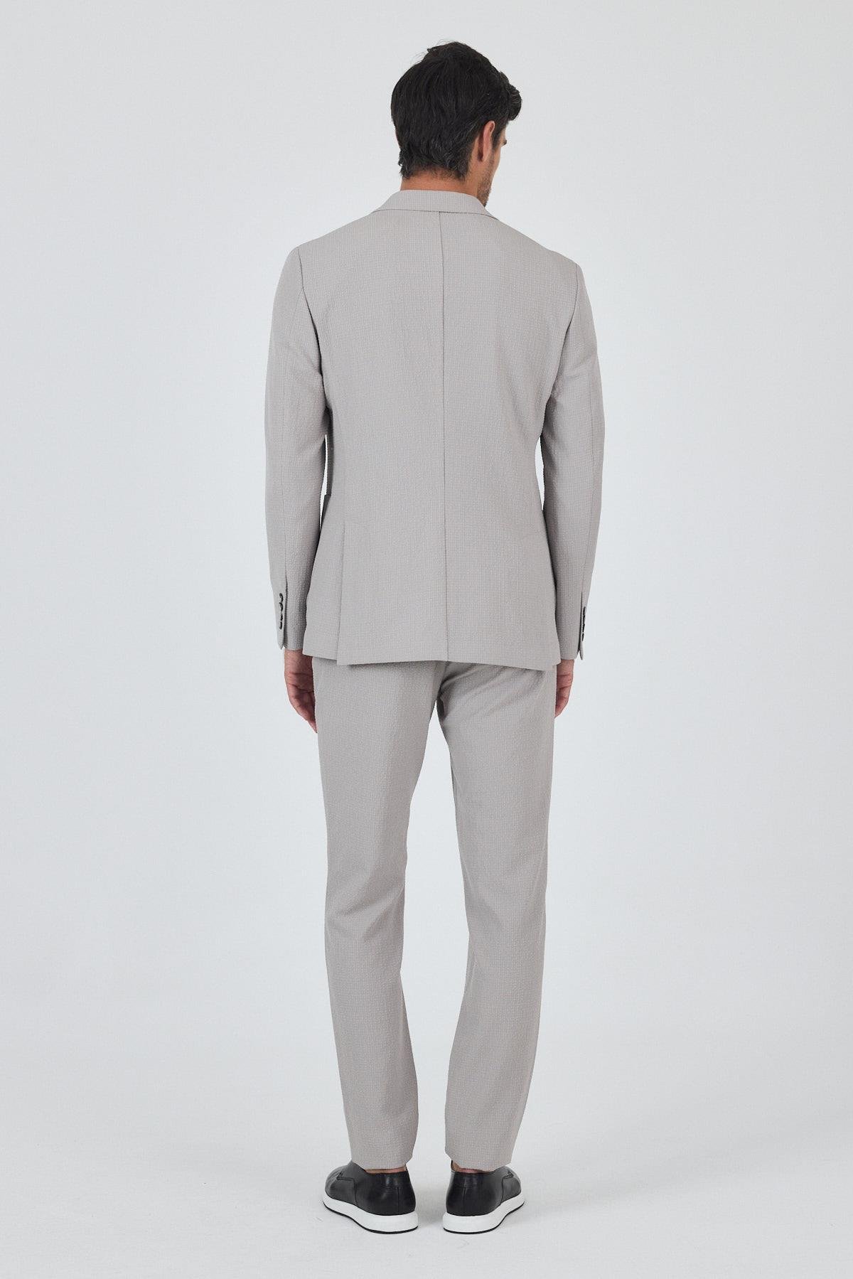 İMZA Taş Rengi Mono Yaka 2 Düğme Casual Esnek Slim Fit Takım Elbise 1001250174 görsel 5