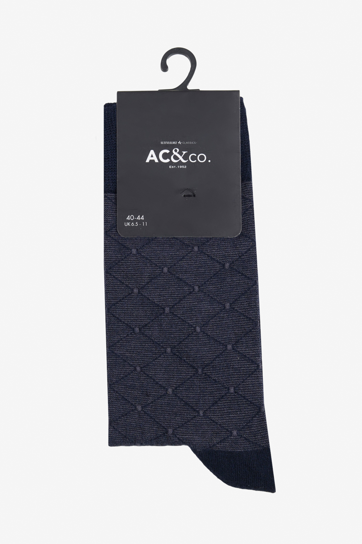 AC&Co / Altınyıldız Classics Erkek Lacivert-Gri Standart Fit Desenli Tekli Bambu Soket Çorap
