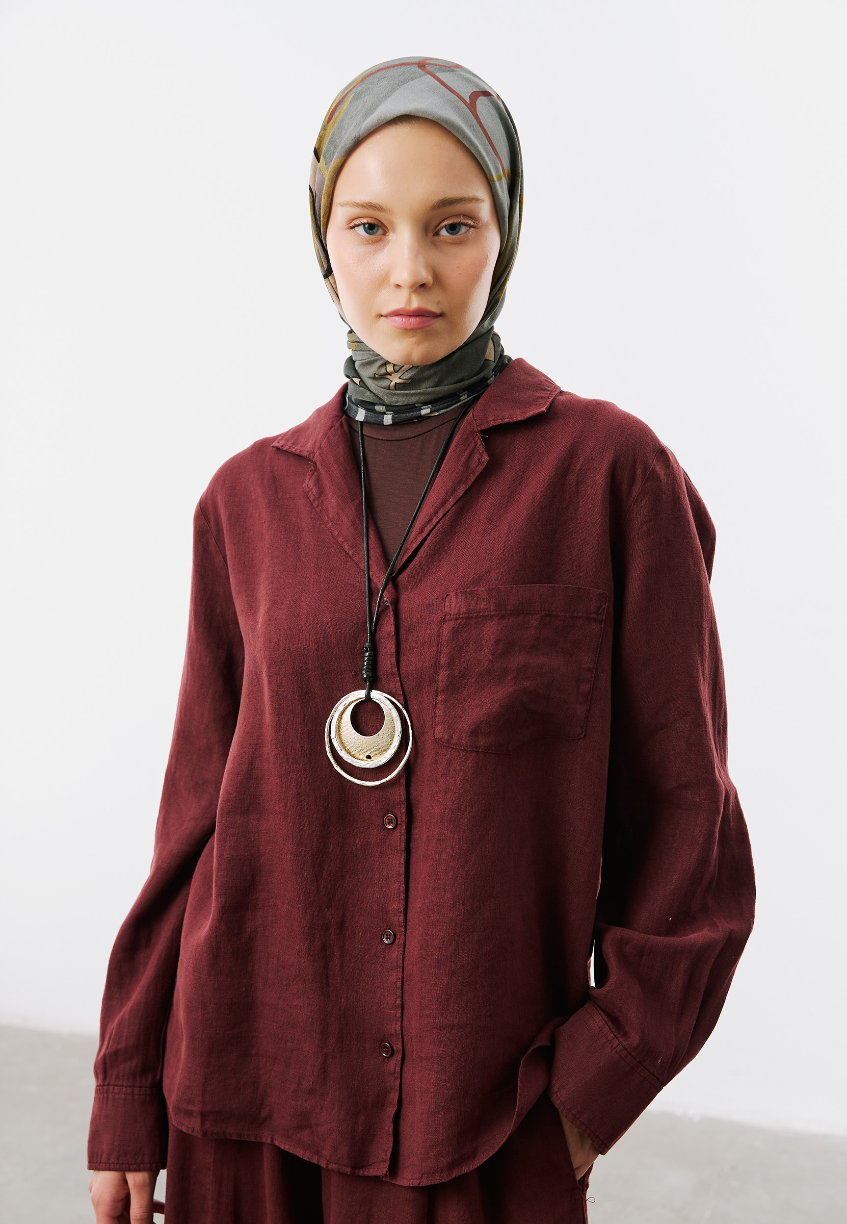 Fresh Scarfs Lillian Desen Vual Eşarp Antrasit