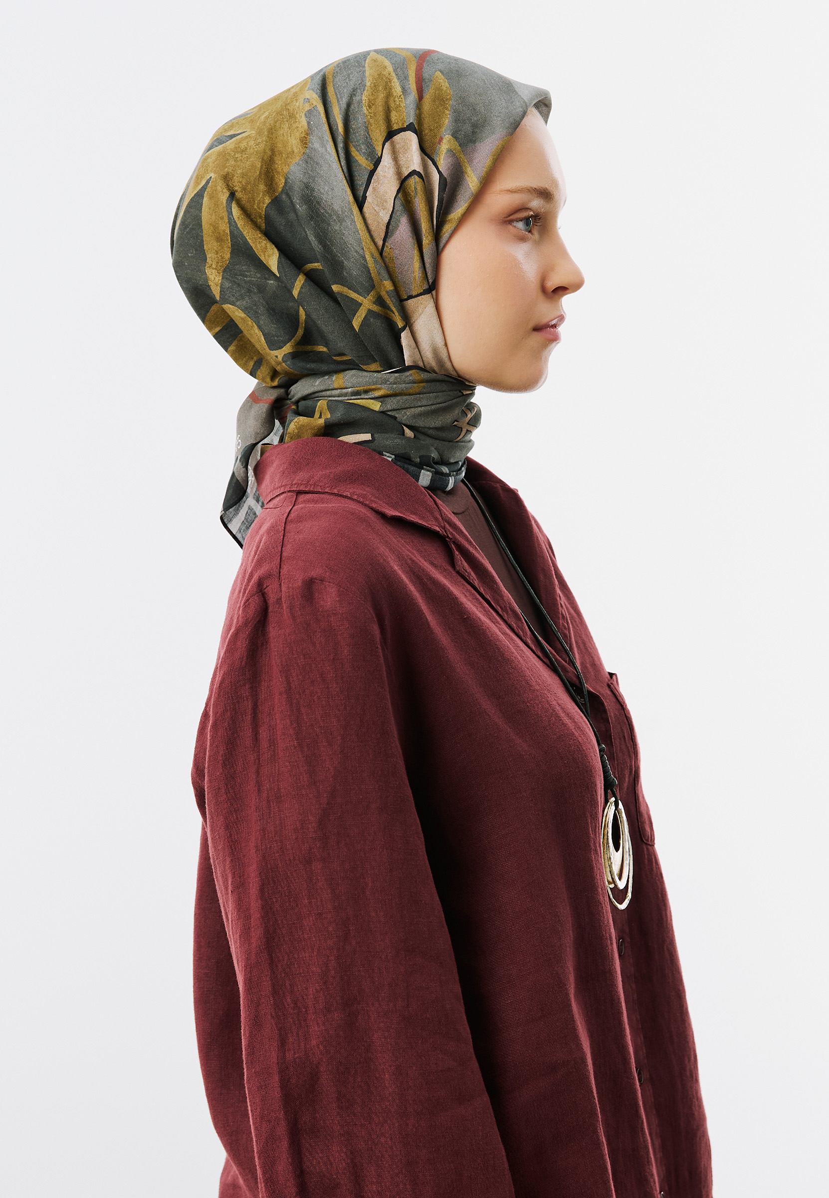 Fresh Scarfs Lillian Desen Vual Eşarp Antrasit görsel 3