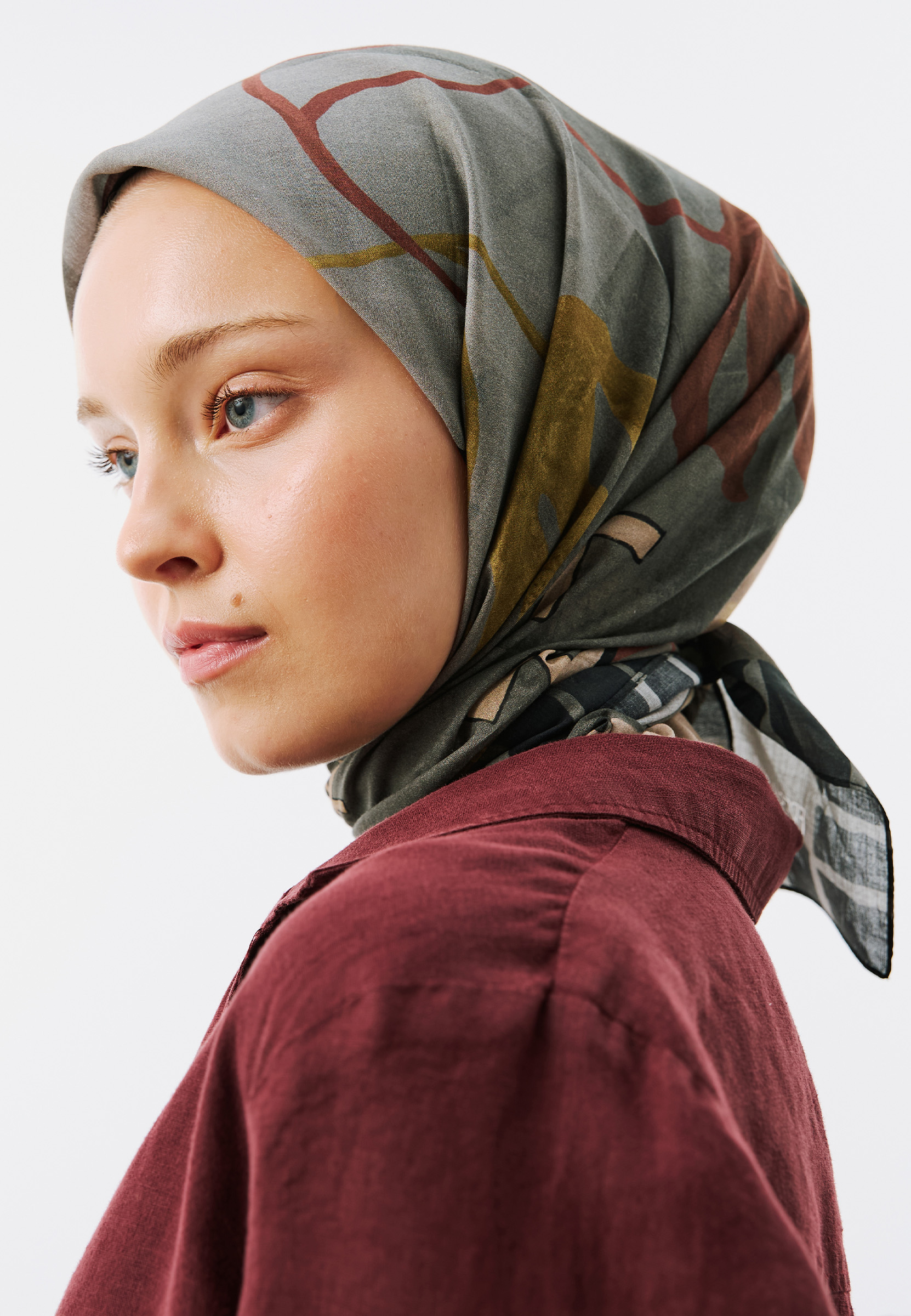 Fresh Scarfs Lillian Desen Vual Eşarp Antrasit görsel 4