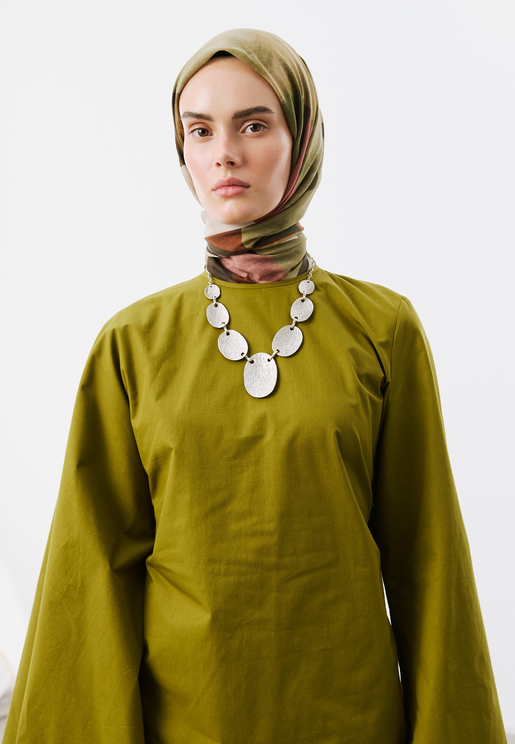 Fresh Scarfs Modern Blocks Desen Vual Eşarp Kahve