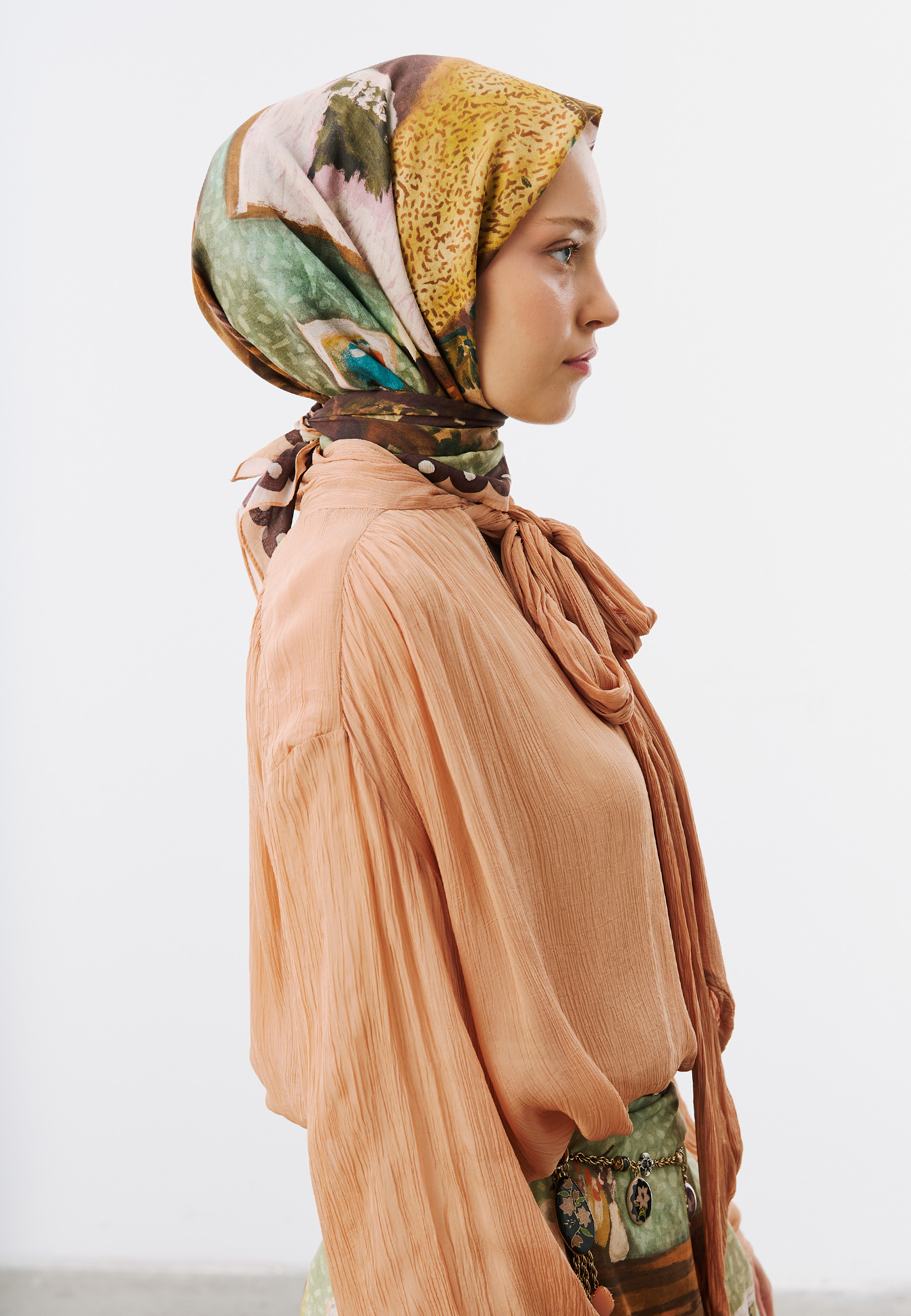 Fresh Scarfs Sweet Home Desen Vual Eşarp Mürdüm görsel 3
